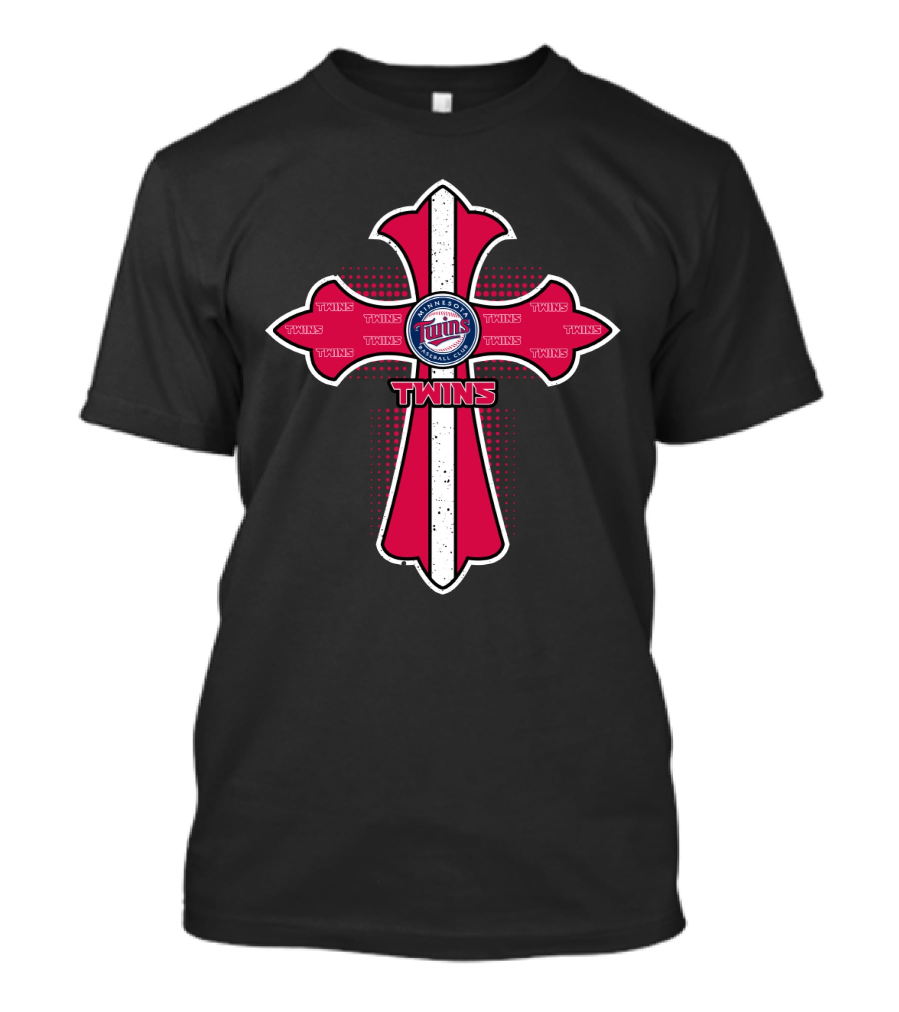 Minnesota Twins Cross With Logo And Team Name Emblem T-Shirt