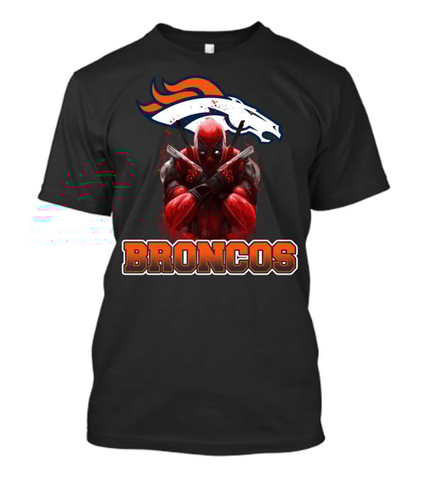 Denver Broncos And Deadpool Crossover Fans Iconic Mashup T-Shirt