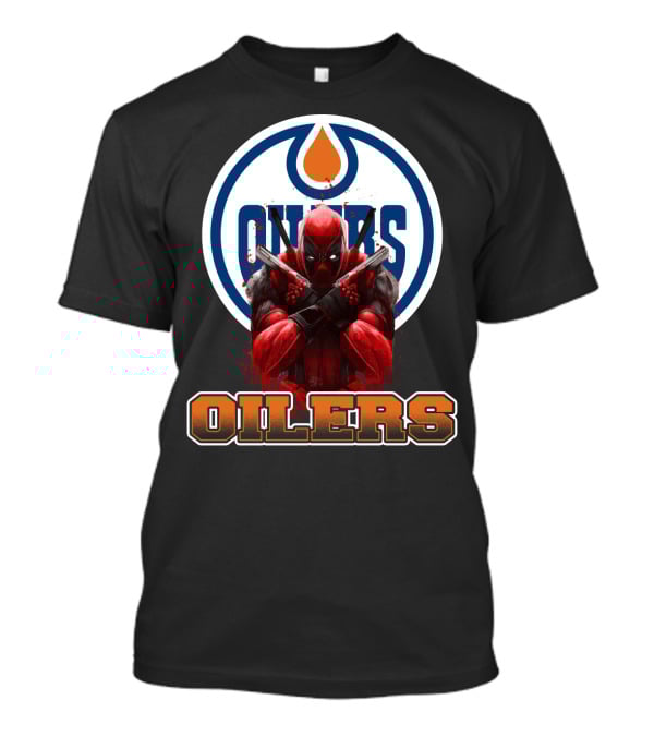 Edmonton Oilers Deadpool Crossover Fan Art NHL Marvel Mashup T-Shirt