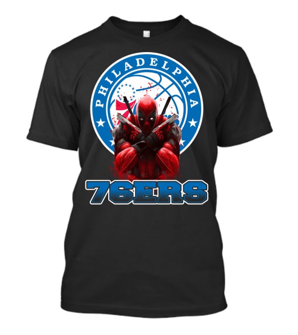 Philadelphia 76ers Deadpool NBA Crossover Fans Graphic Basketball T-Shirt