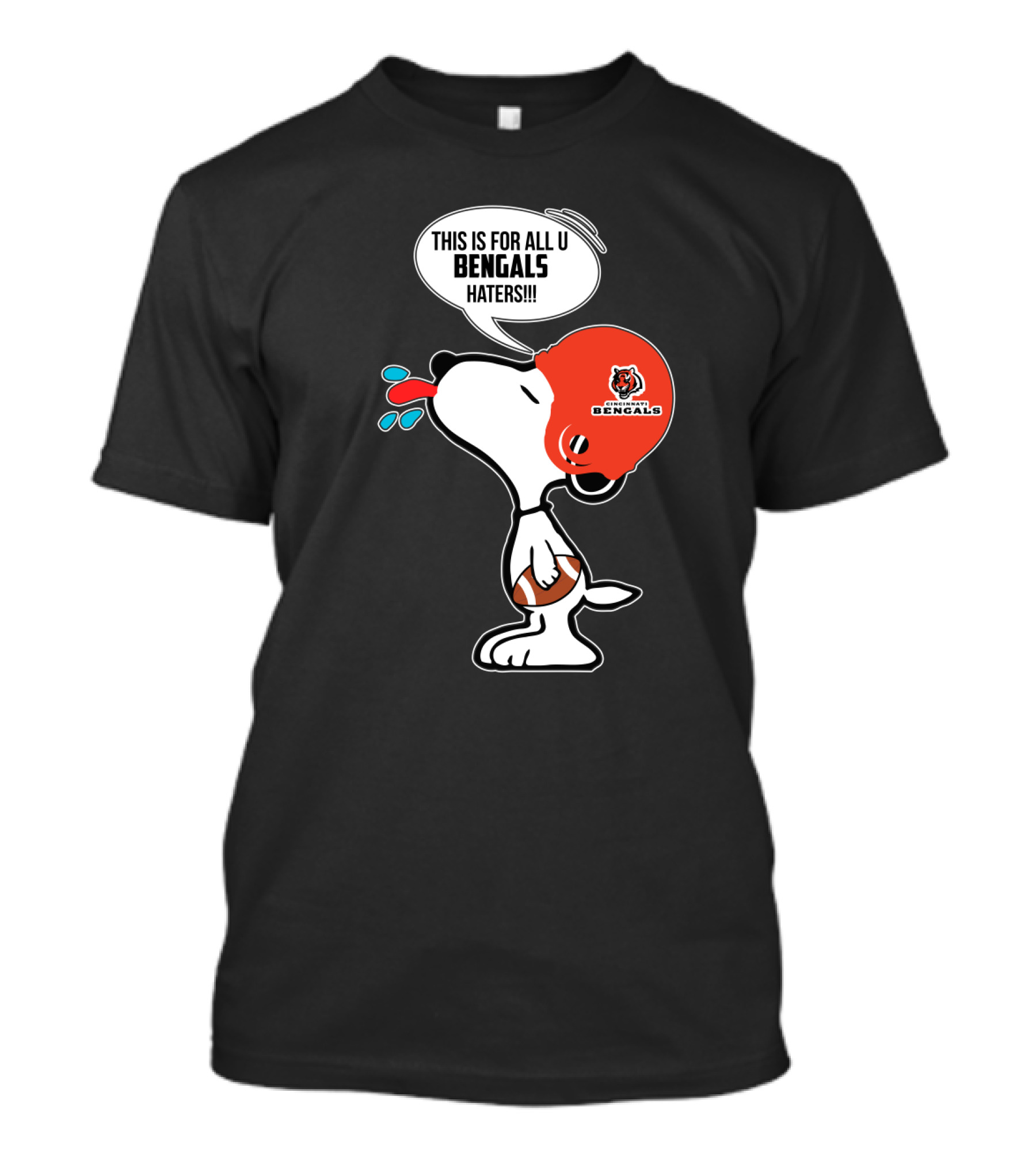 Snoopy Cincinnati Bengals Helmet Speech Bubble Haters Football T-Shirt