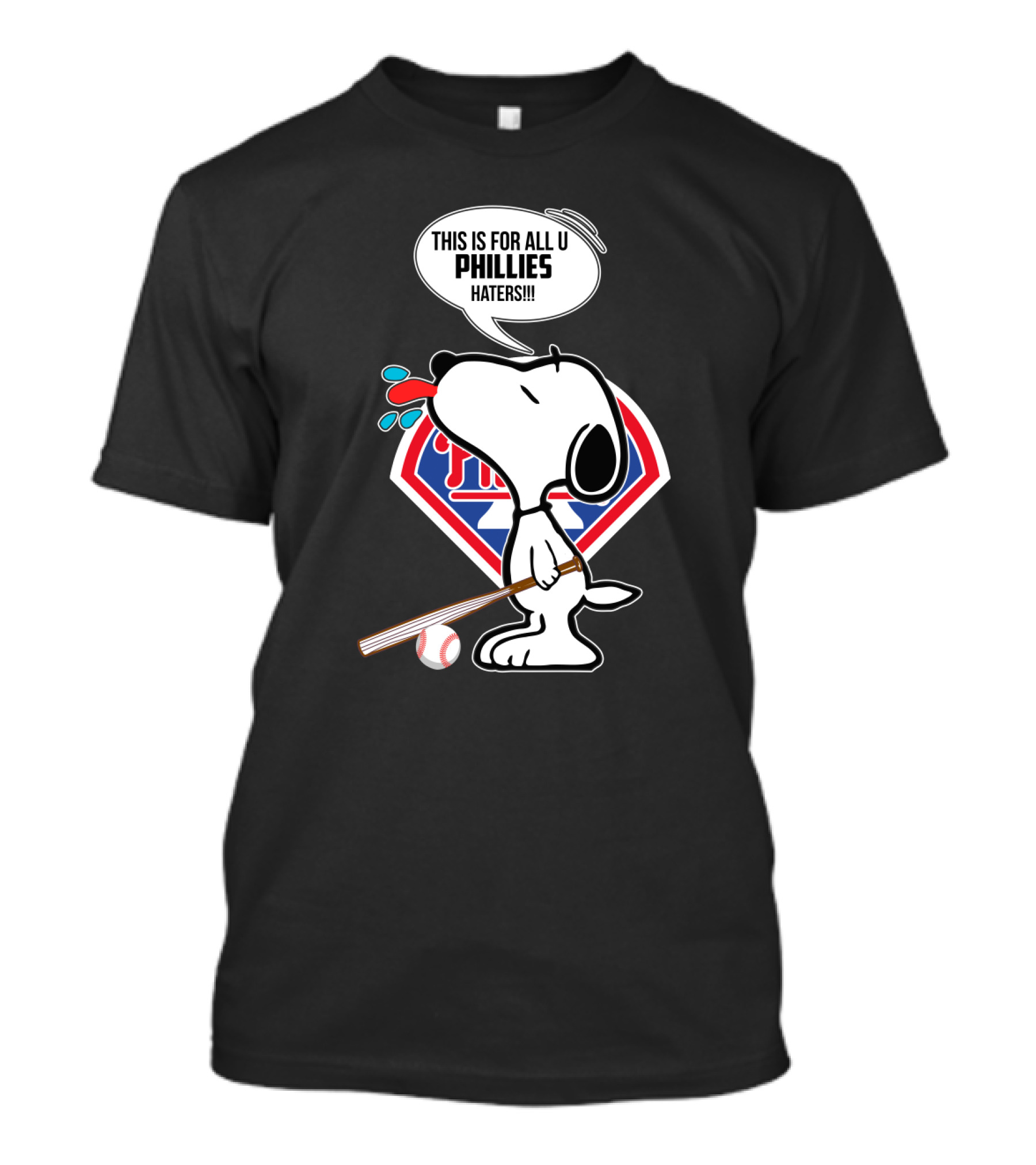 Snoopy Philadelphia Phillies Fans Cartoon Baseball Logo Phillies Haters T-Shirt