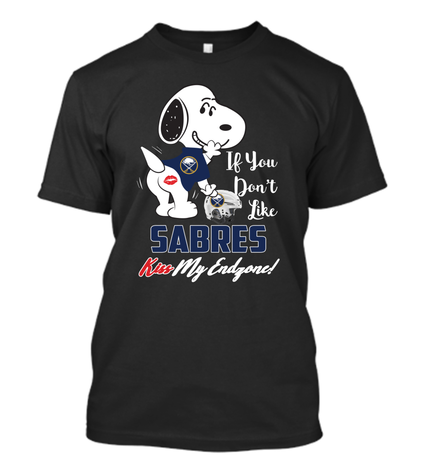 Snoopy If You Don't Like Buffalo Sabres Kiss My Endzone Football Helmet T-Shirt