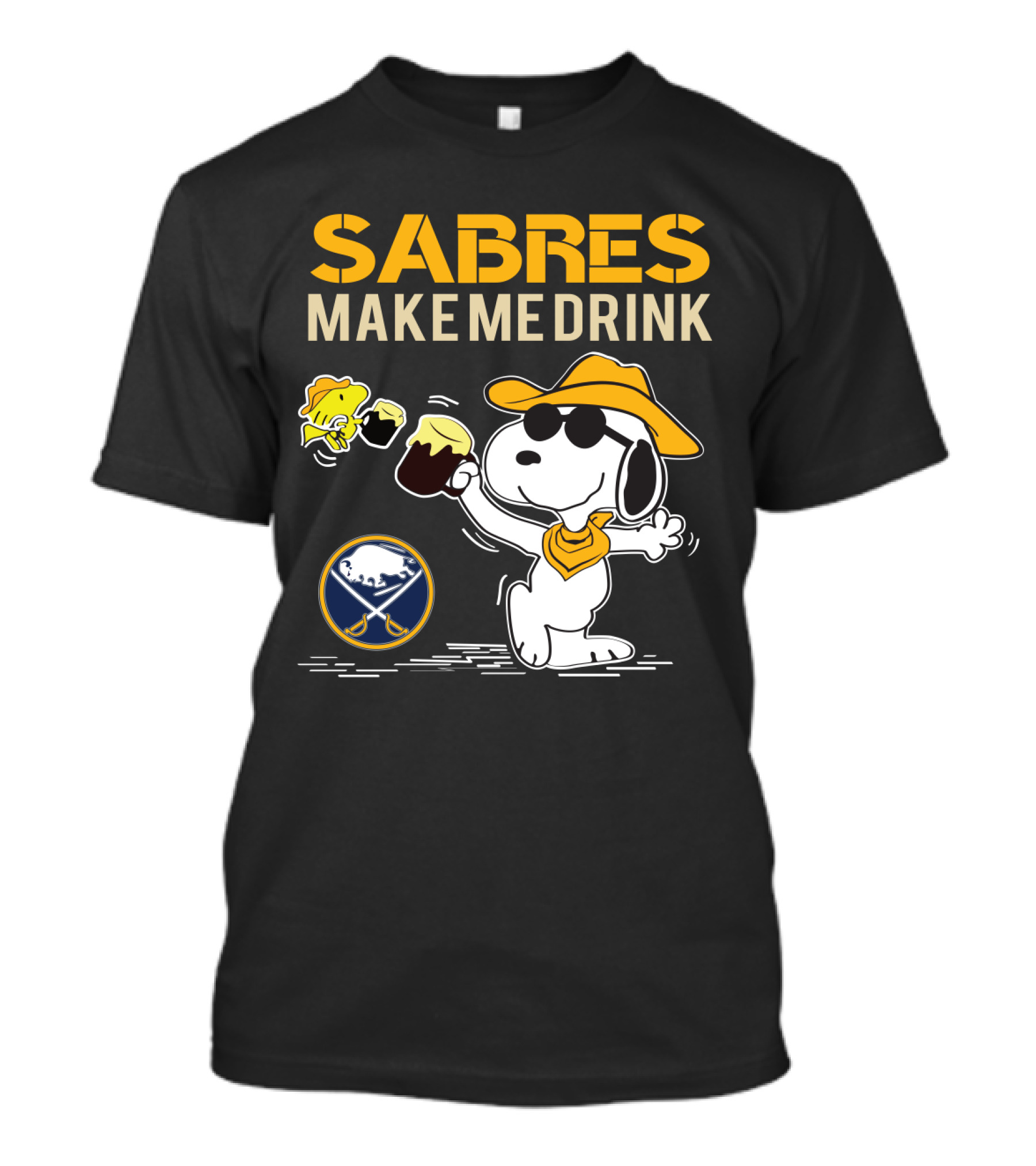 Snoopy Sabres Make Me Drink Buffalo Fan T-Shirt