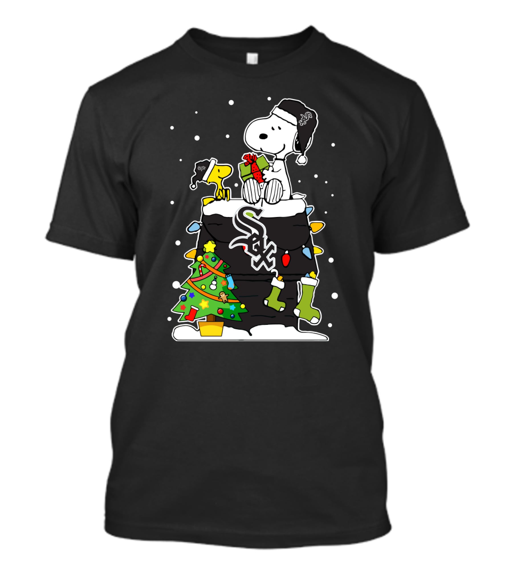 Chicago White Sox Snoopy Christmas Chimney Scene T-Shirt