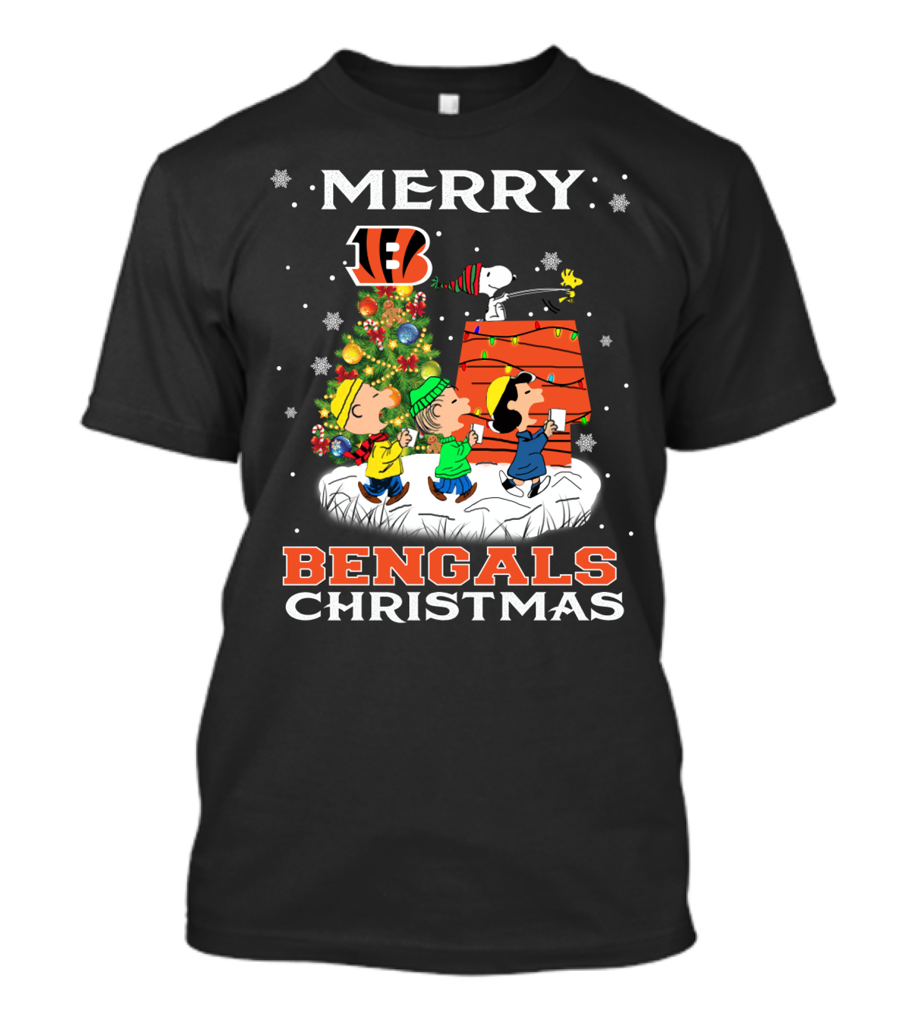Merry Bengals Christmas For Snoopy And Peanuts Fans T-Shirt