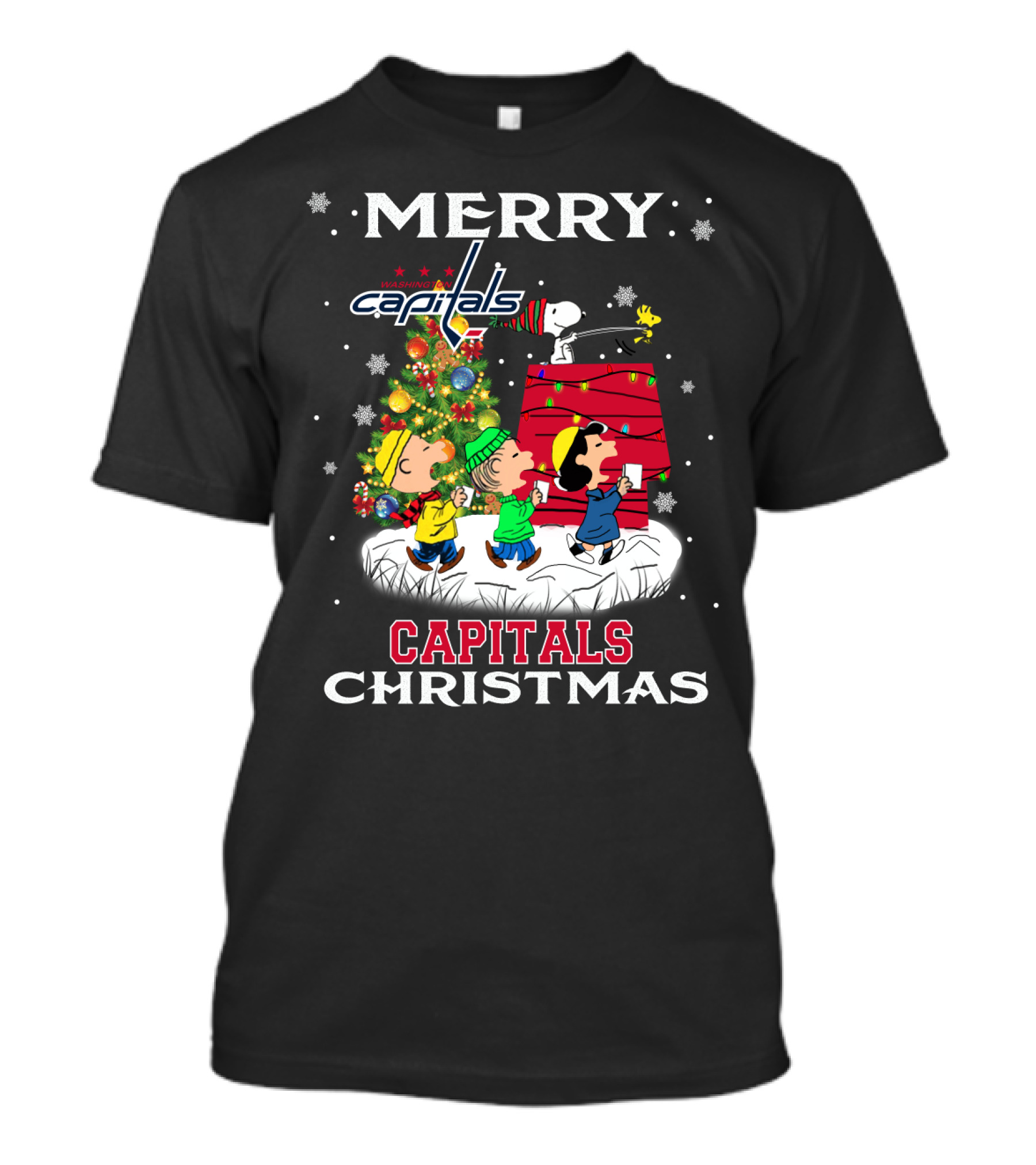 Merry Washington Capitals Christmas Snoopy Peanuts Ice Hockey T-Shirt