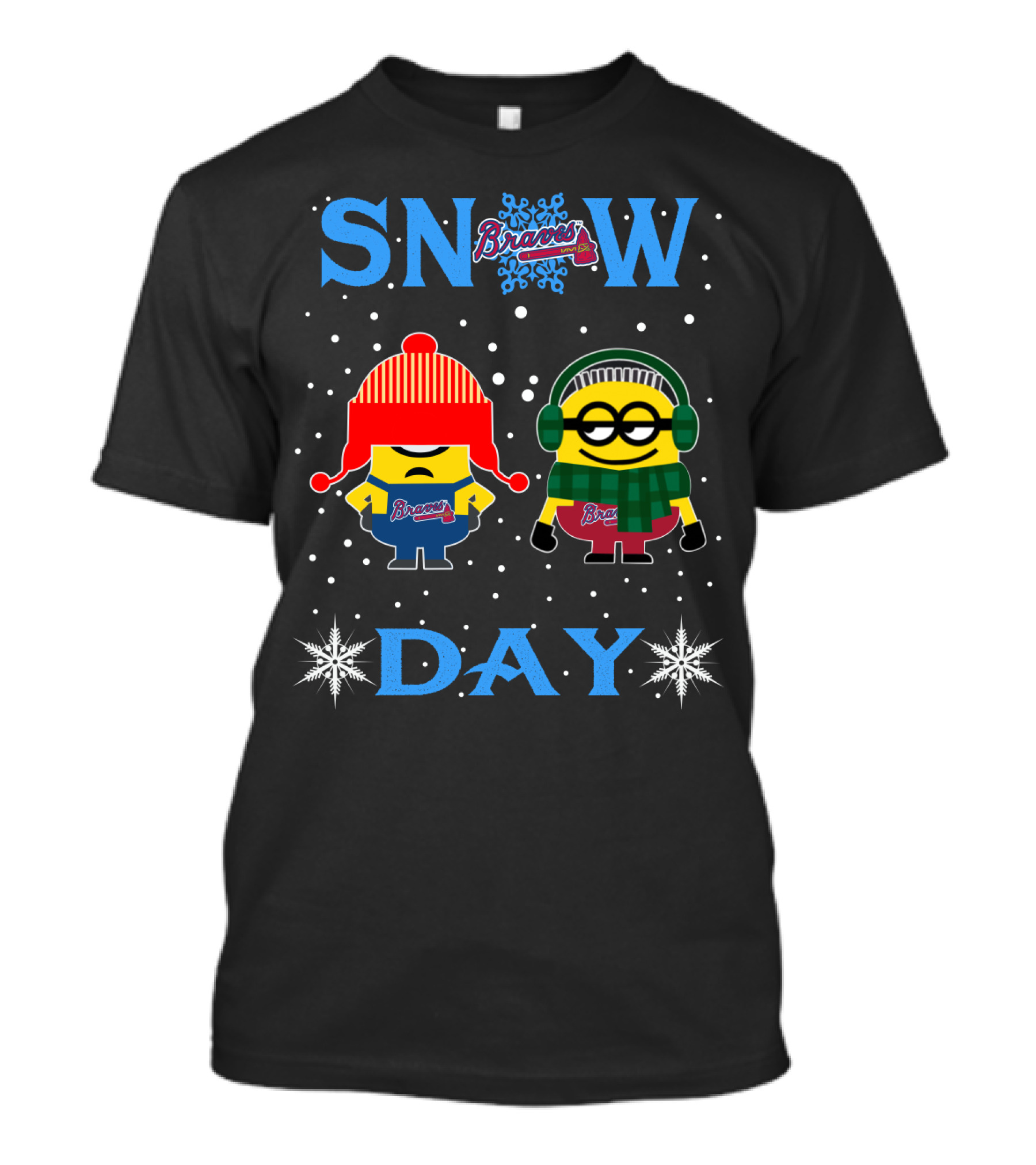 Atlanta Braves Minion Fans Snow Day Winter Holiday T-Shirt