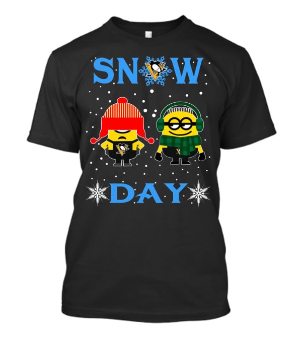 Snow Day With Pittsburgh Penguins And Minions In Winter Gear T-Shirt