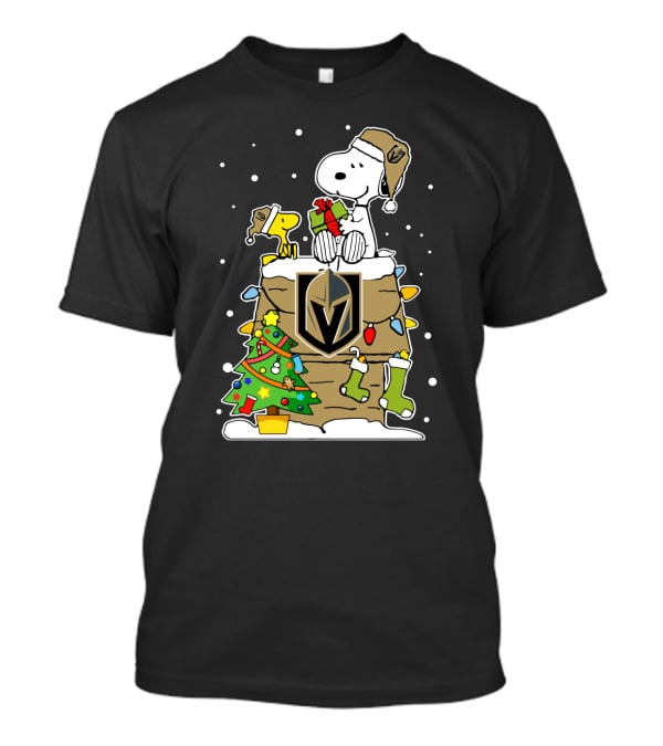 Vegas Golden Knights Snoopy Christmas Gift Stack Peanuts Fan T-Shirt