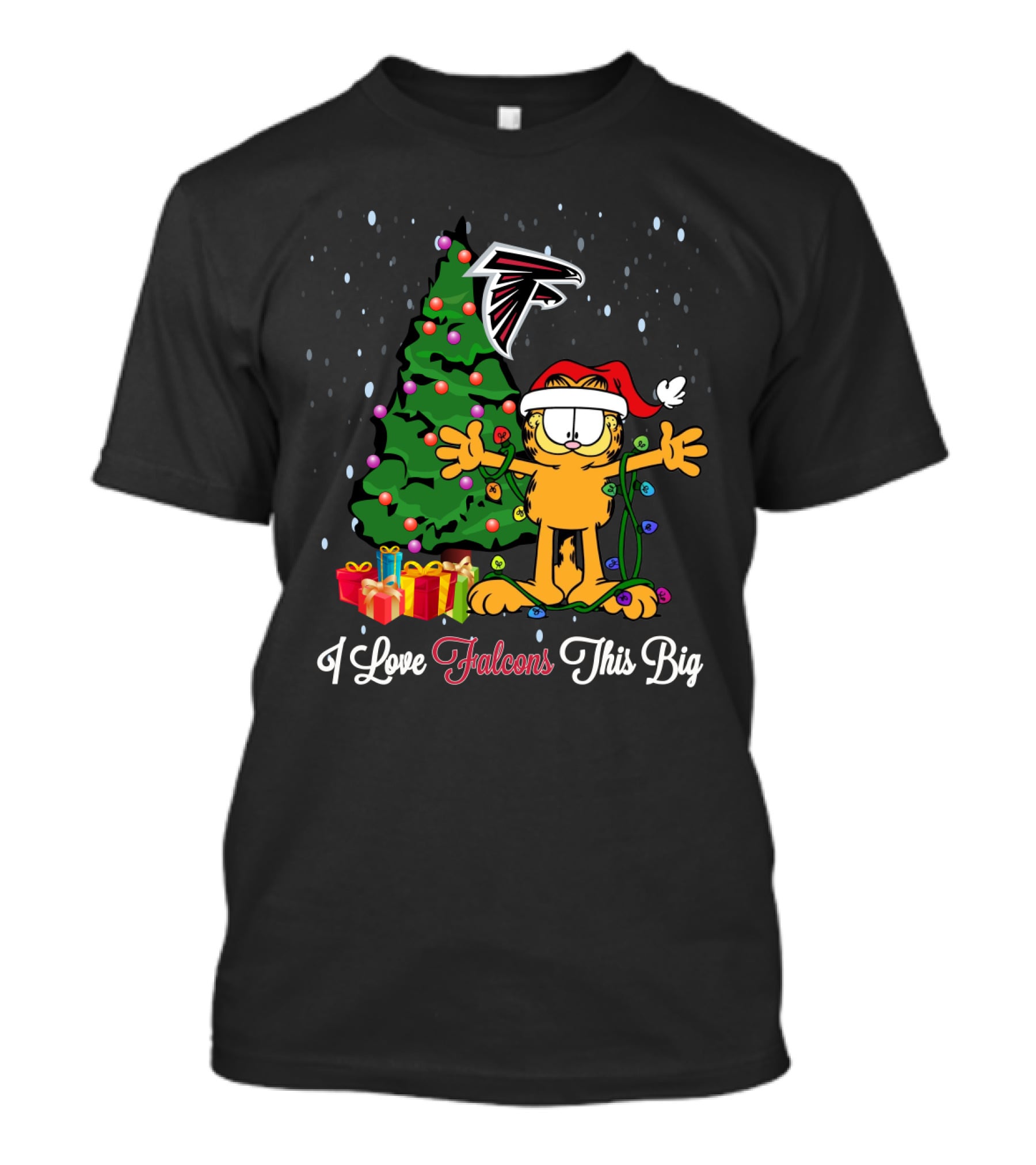 I Love Falcons This Big Garfield Christmas Atlanta Holiday T-Shirt