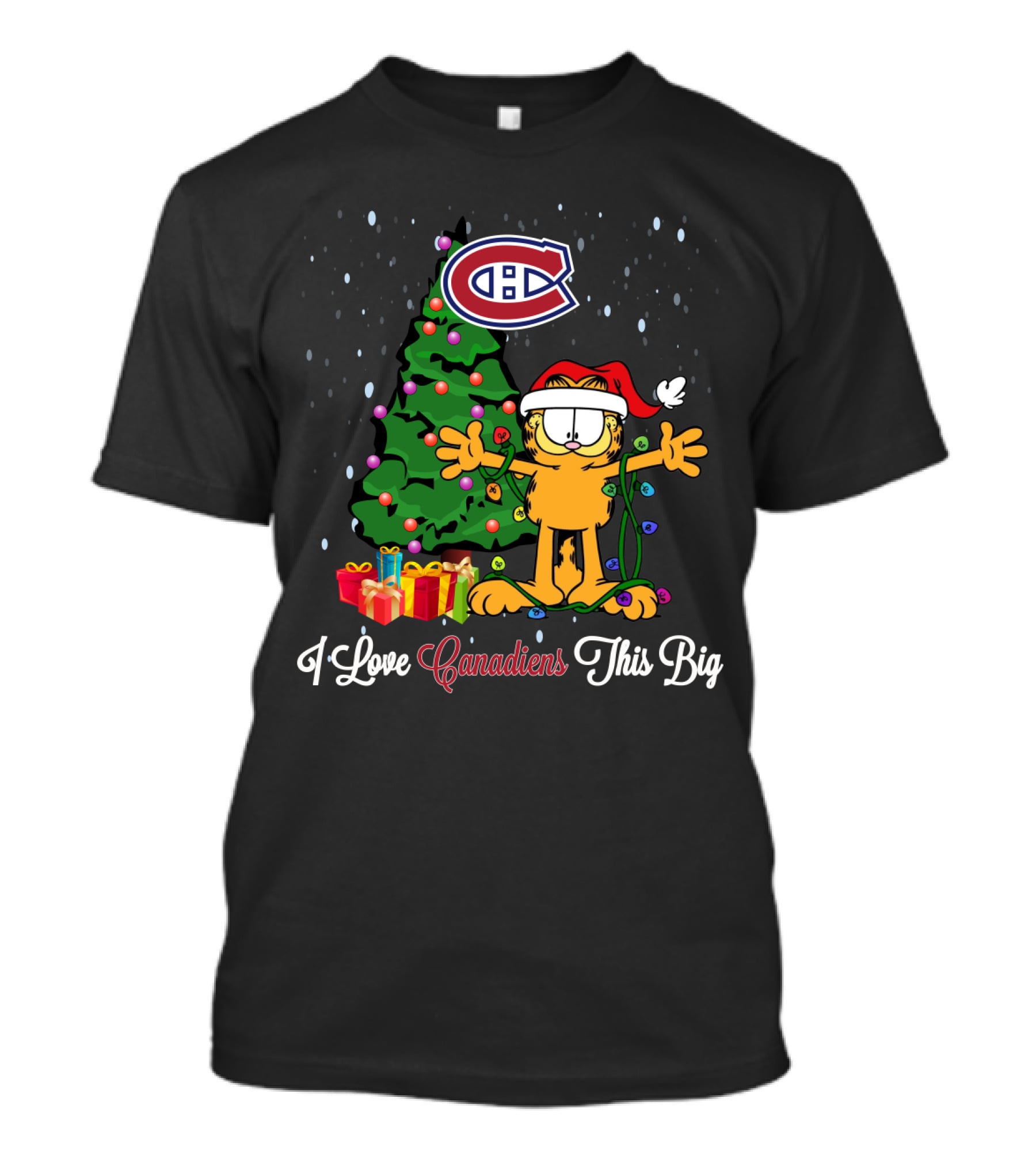 I Love Canadiens This Big Garfield Xmas Montreal Canadiens T-Shirt