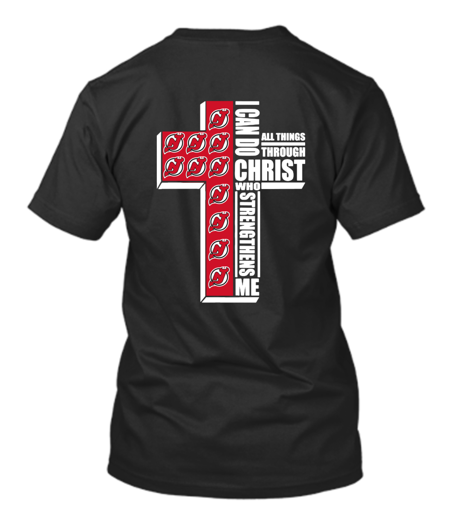 New Jersey Devils Faith-Inspired Philippians 4:13 Cross T-Shirt