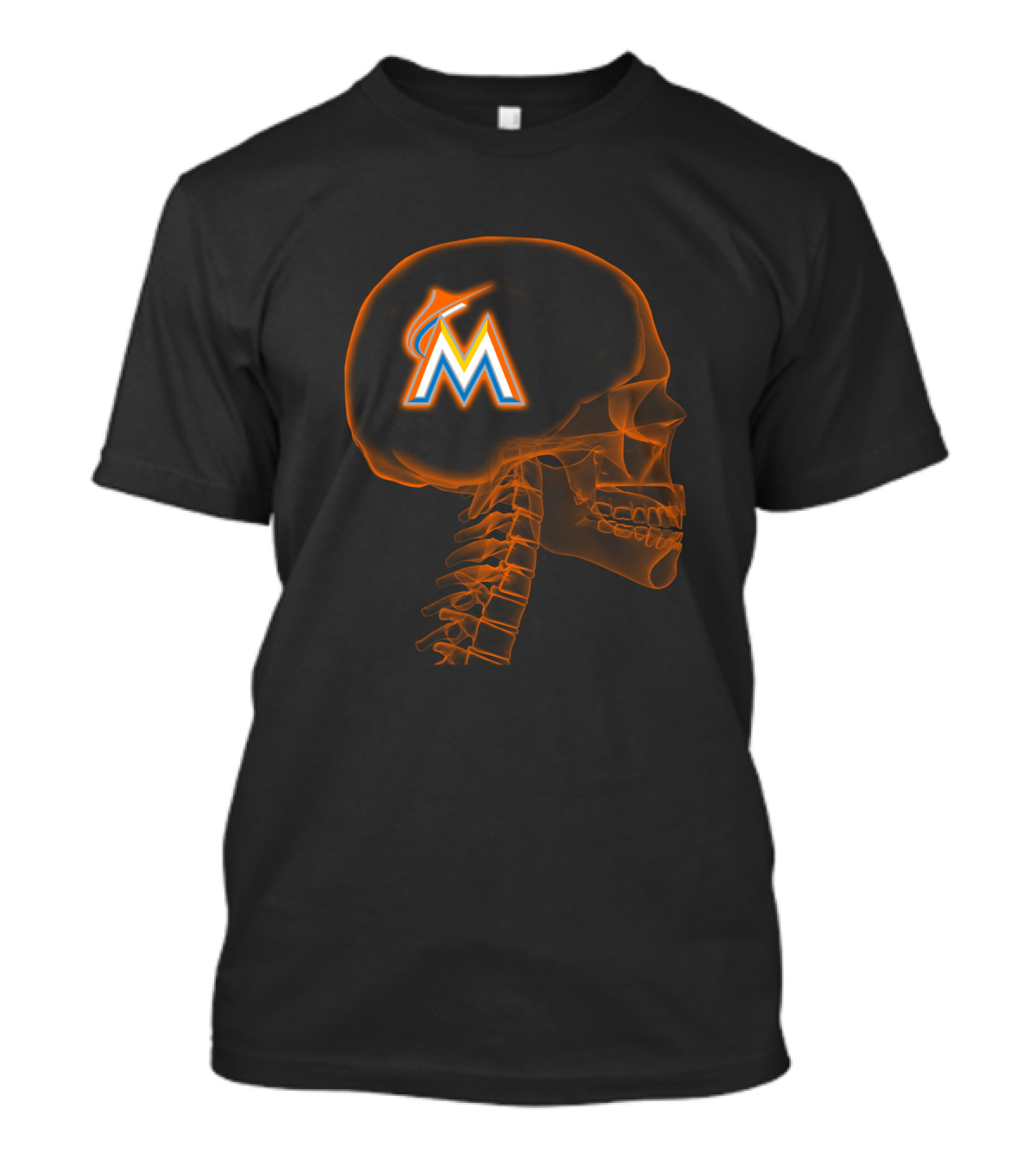 Miami Marlins Brain X-Ray Skeleton T-Shirt