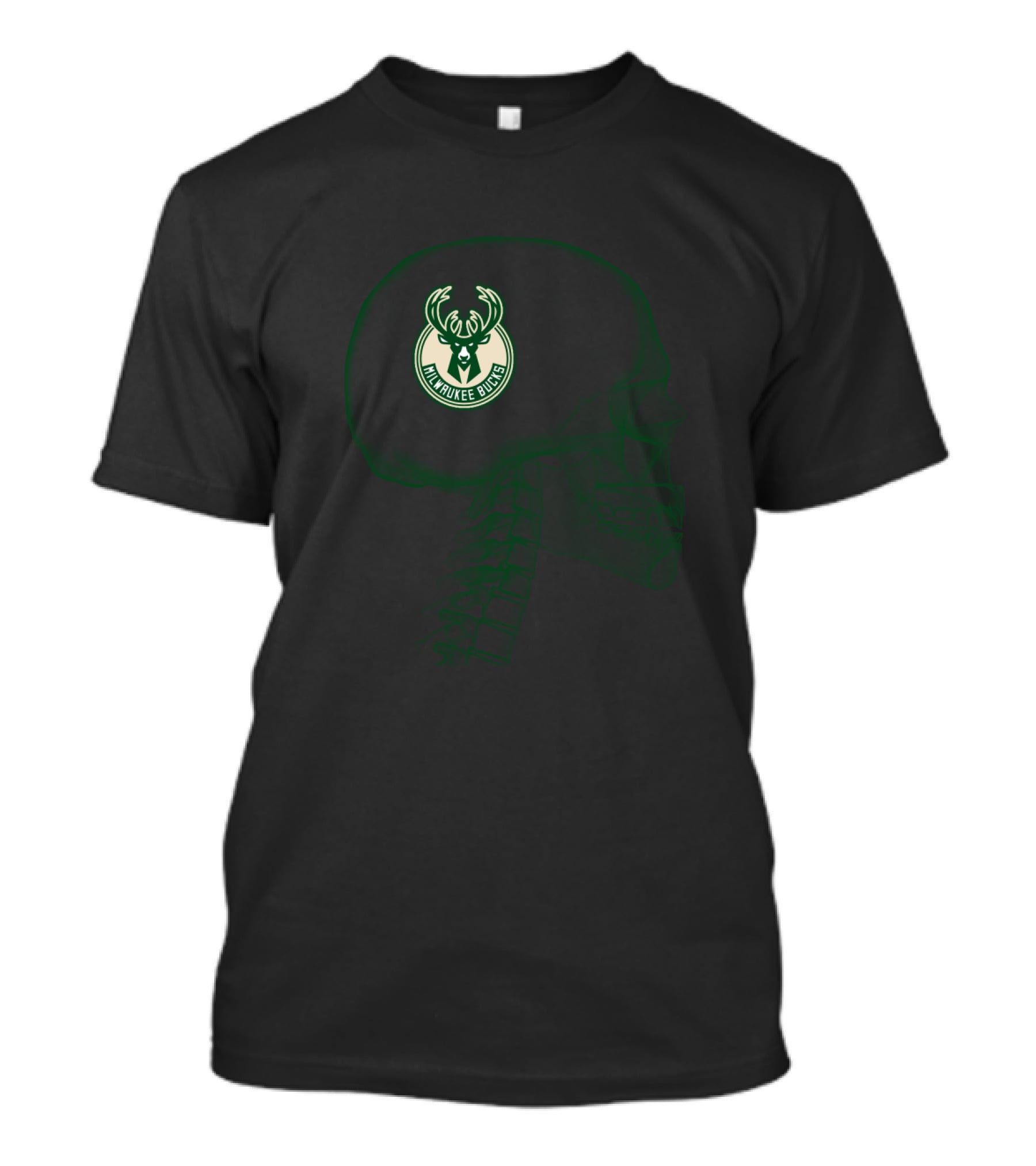 Milwaukee Bucks Skull Halloween Green Glow Brain T-Shirt
