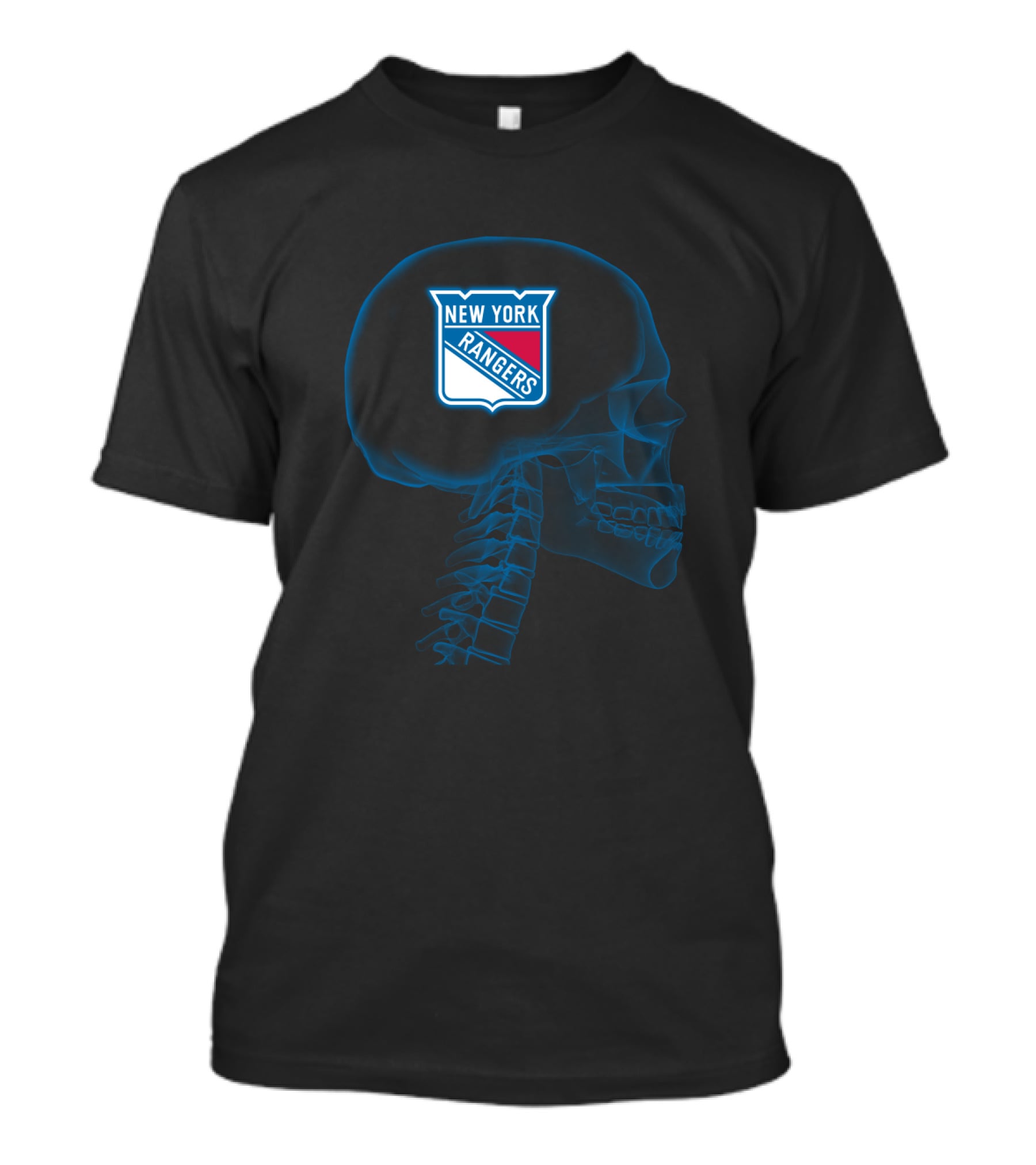 New York Rangers Logo Inside Skull X-Ray Brain Concept T-Shirt