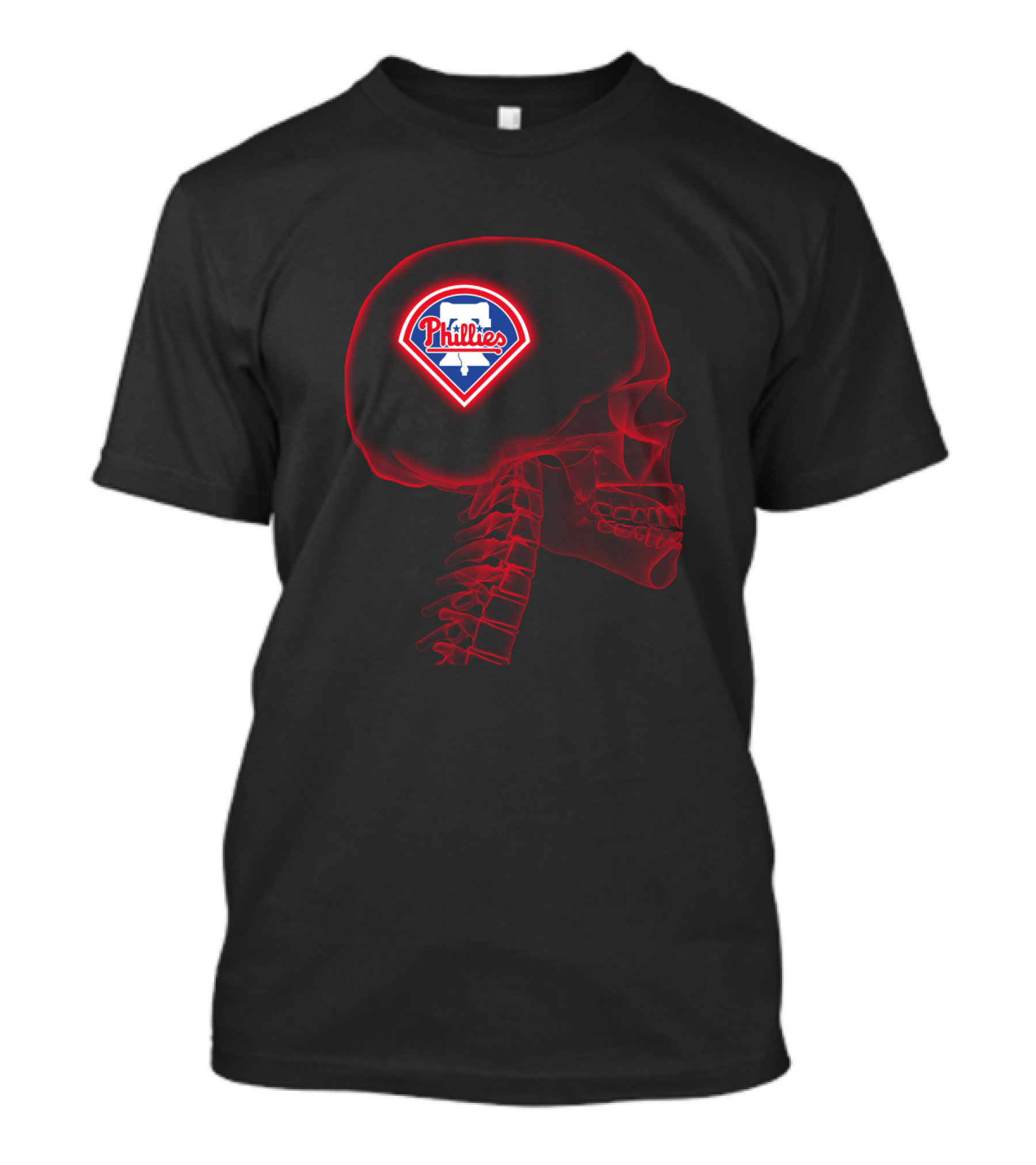 Philadelphia Phillies Logo Embedded In Mind Skull T-Shirt