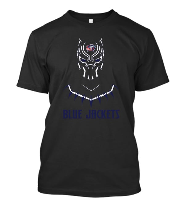 Blue Jackets NHL Logo With Black Panther Helmet T-Shirt