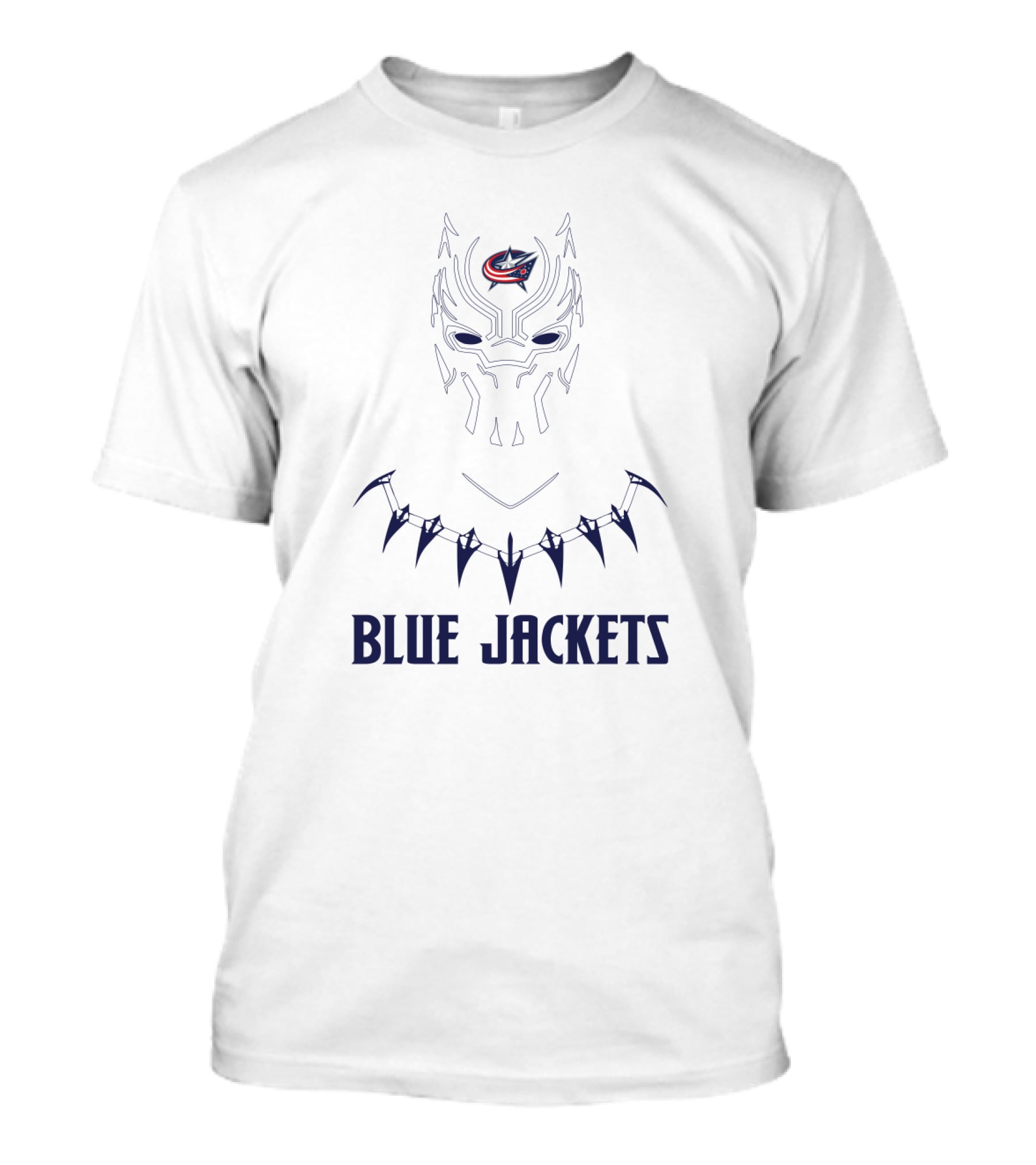 Columbus Blue Jackets Logo On Black Panther Mask T-Shirt