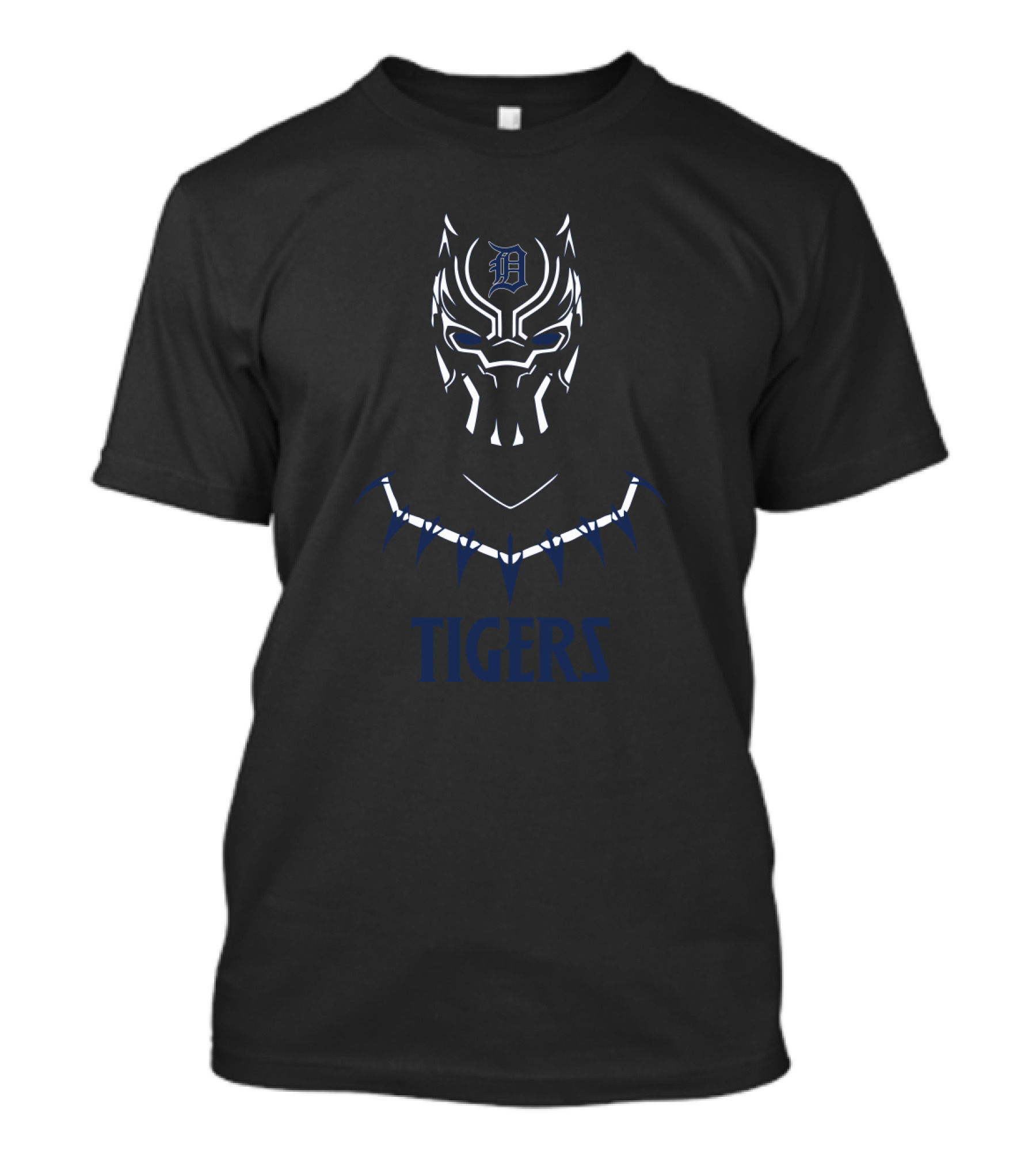Detroit Tigers Fans And Black Panther Mask Crossover With Iconic Necklace T-Shirt