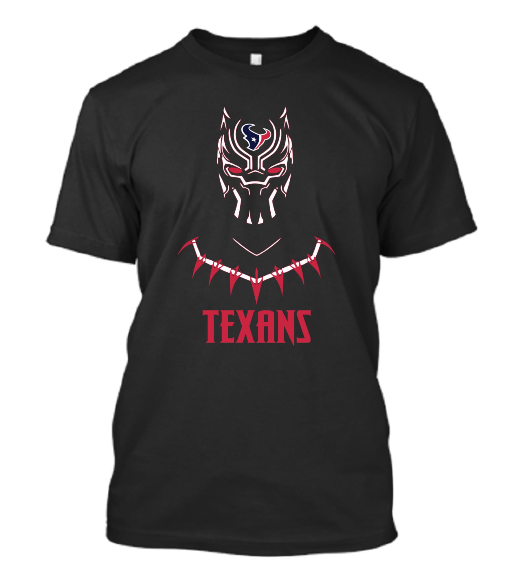 Black Panther Mask With Houston Texans Logo And Texans T-Shirt
