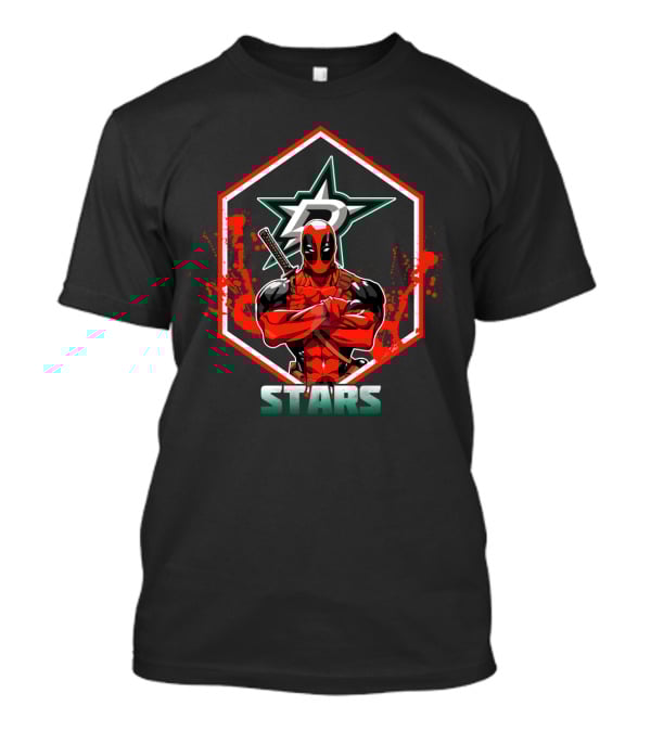 Deadpool Vibrant Crossover With Dallas Stars Iconic T-Shirt