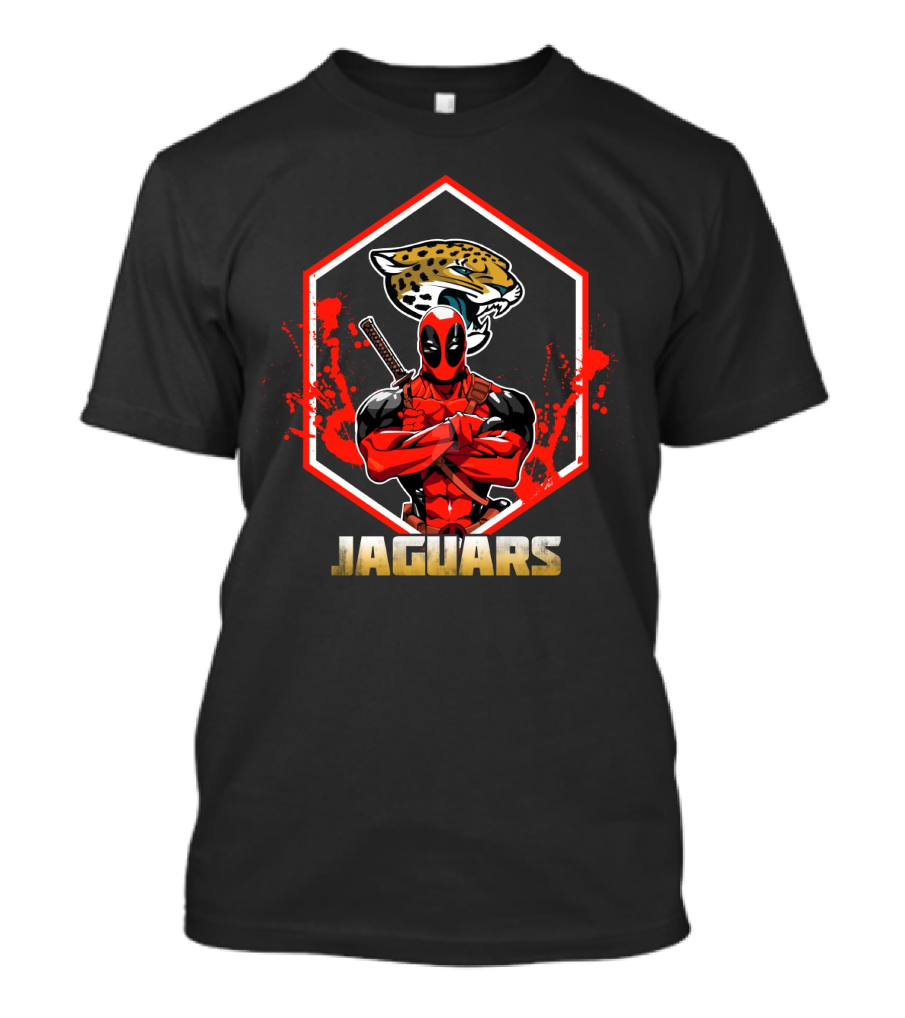 Deadpool Jaguars Fan Crossover With Jacksonville Jaguars T-Shirt