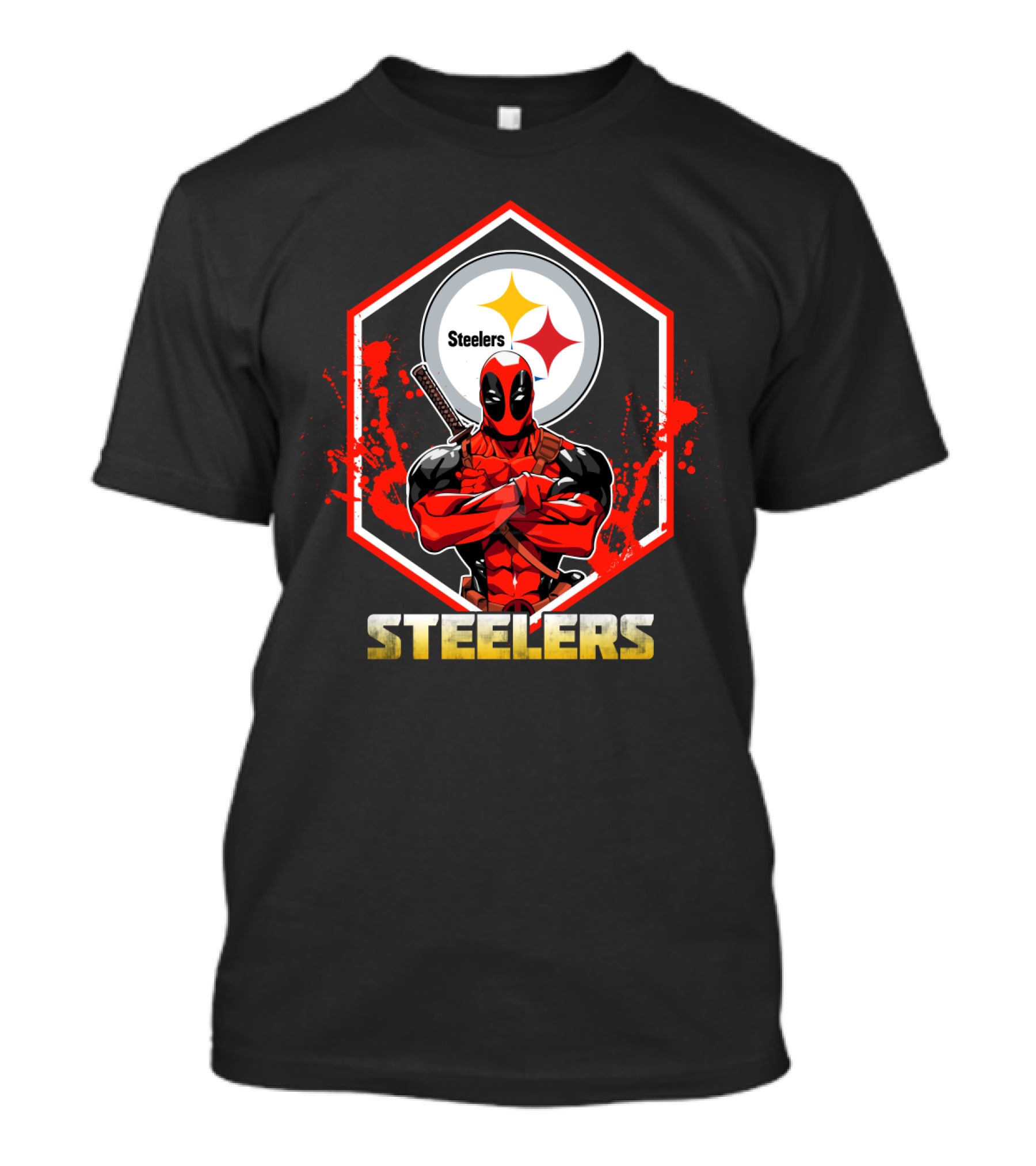 Deadpool Steelers Fans Comic Crossover T-Shirt