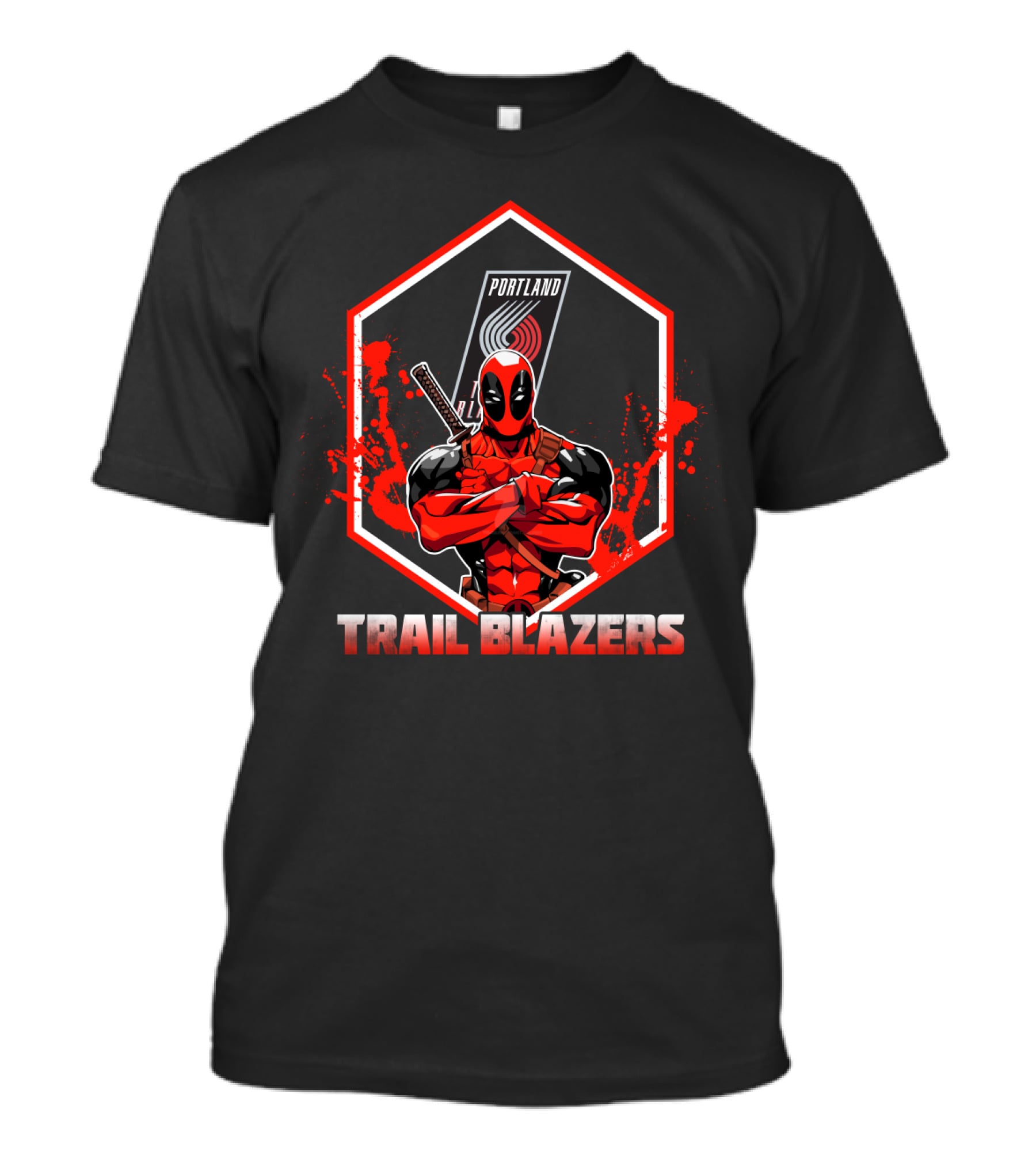 Deadpool Portland Trail Blazers Fan Mashup T-Shirt