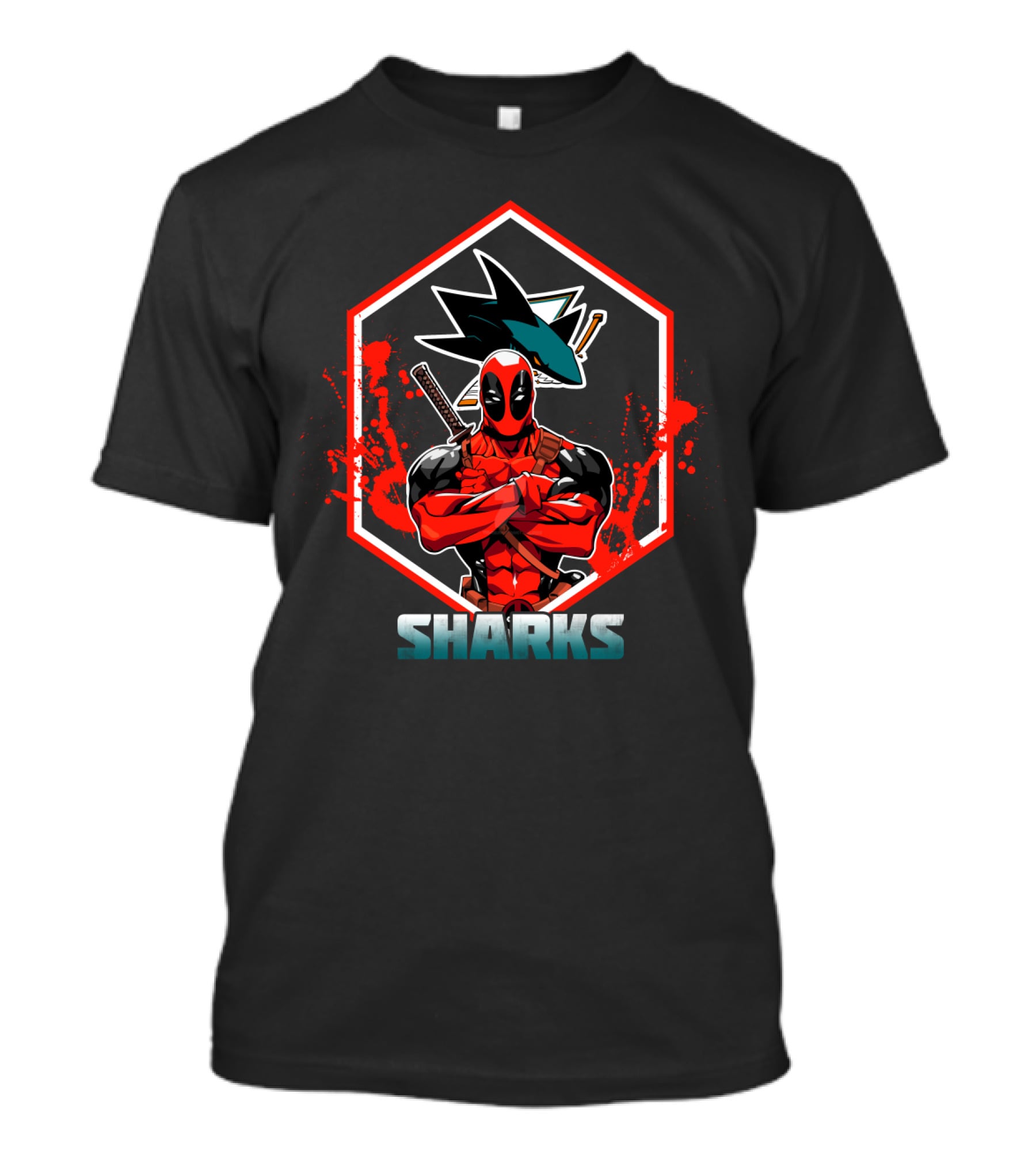 Deadpool San Jose Sharks Crossover Fans T-Shirt