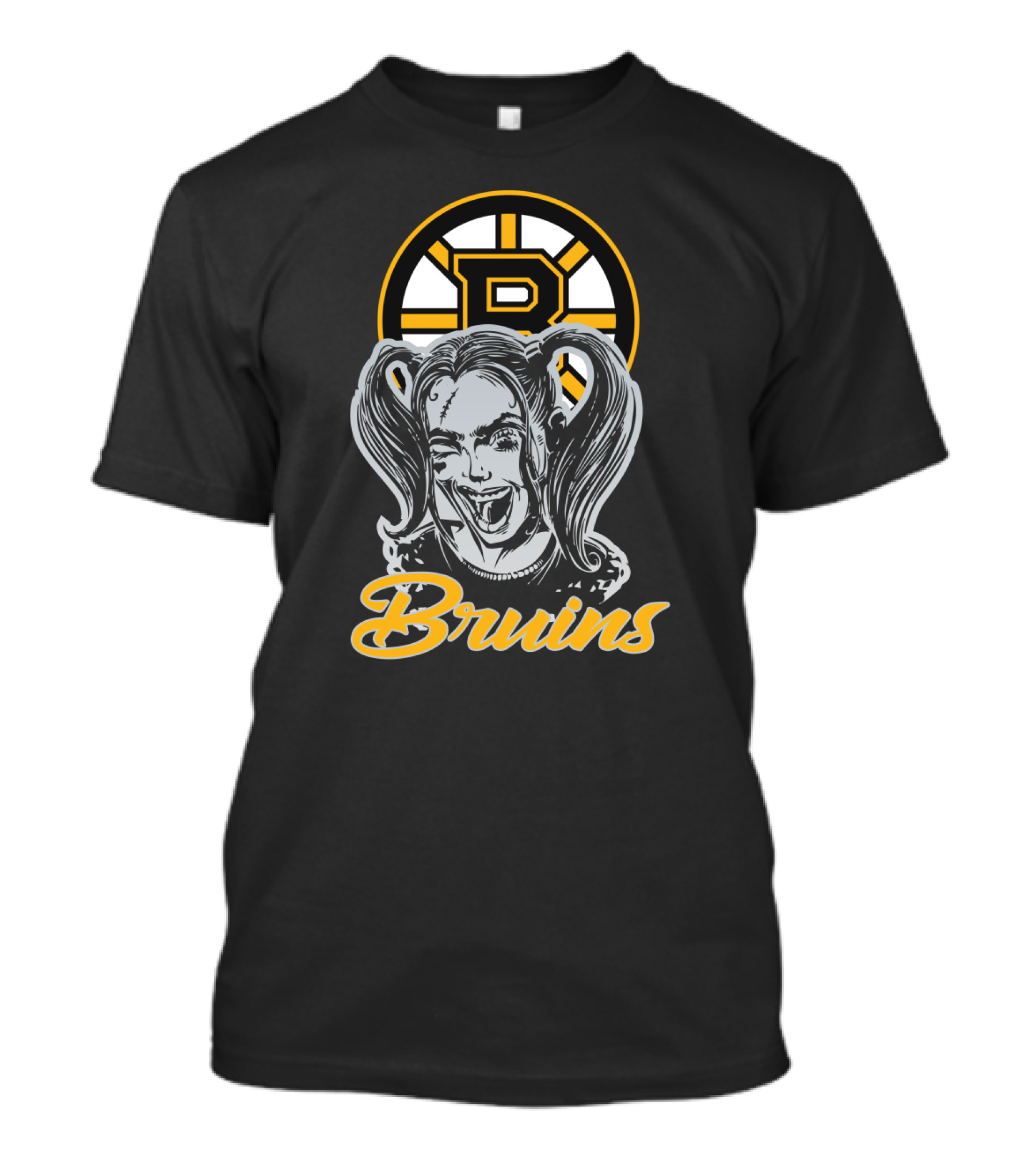 Harley Quinn Bruins Fan Art Imagery With Boston Bruins T-Shirt