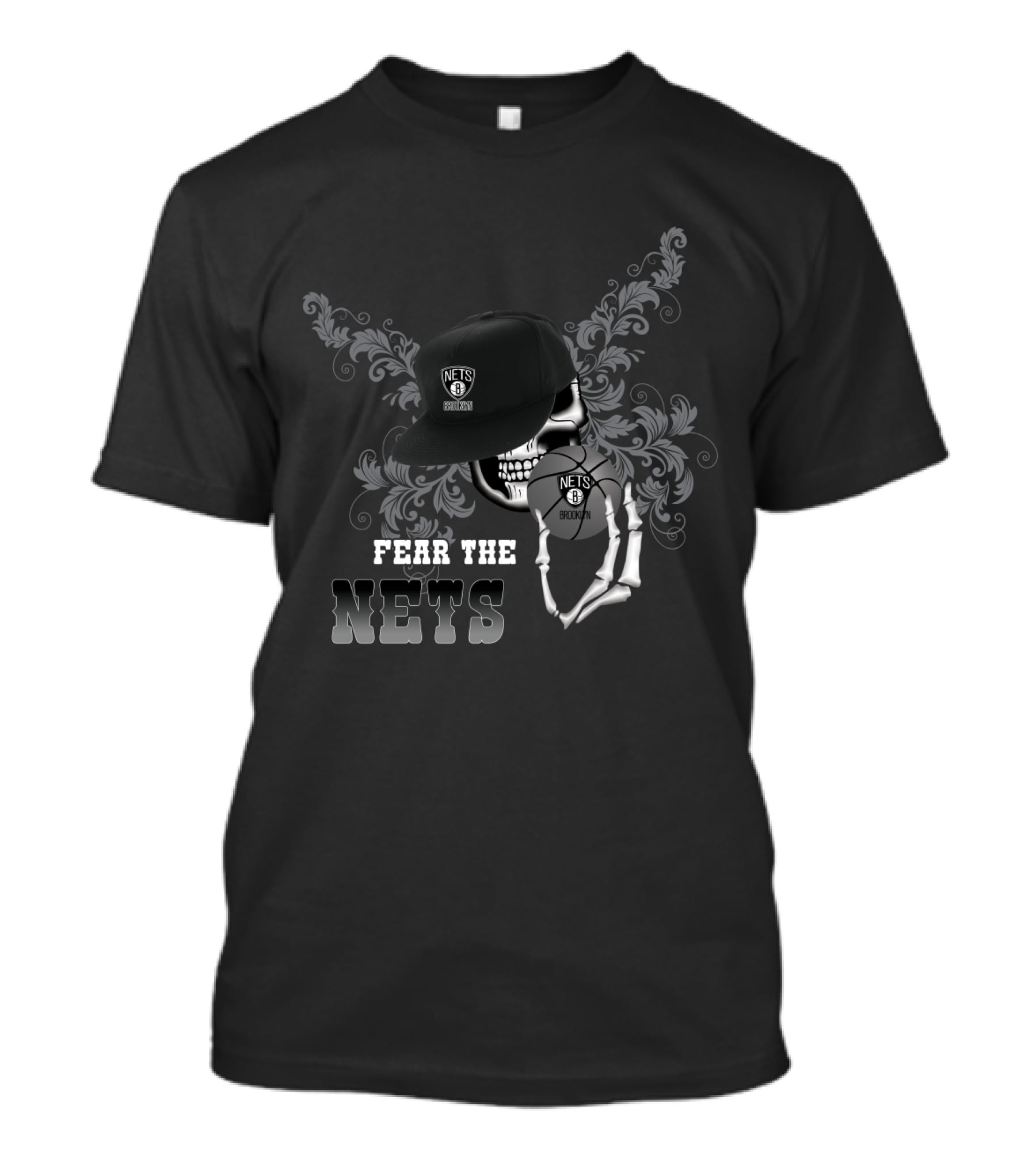 Fear The Brooklyn Nets Skull And Cap T-Shirt