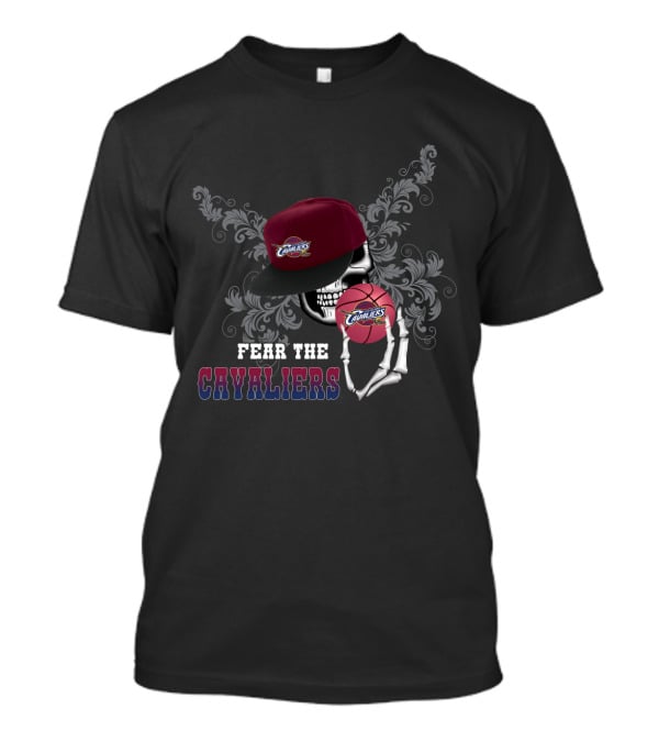 Fear The Cavaliers Skull Holding Basketball With Hat T-Shirt