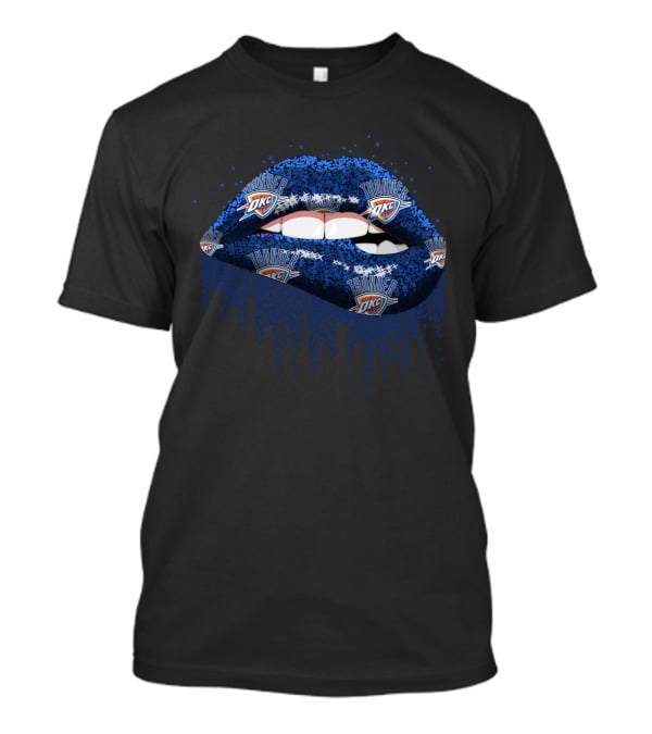Oklahoma City Thunder Fans Lips Sparkling Blue Logo T-Shirt