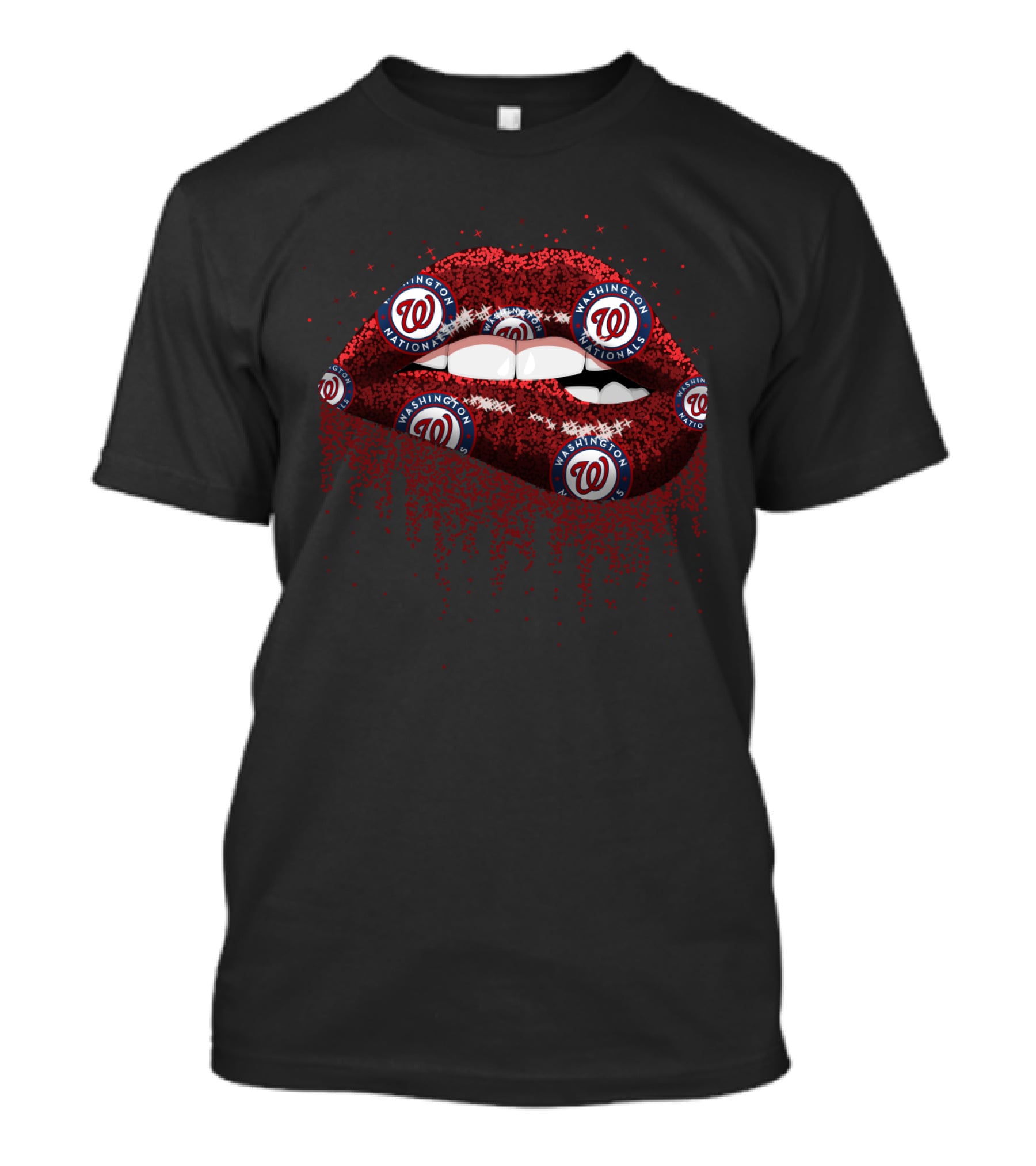 Sparkling Glitter Lips With Washington Nationals Logo For Fans T-Shirt