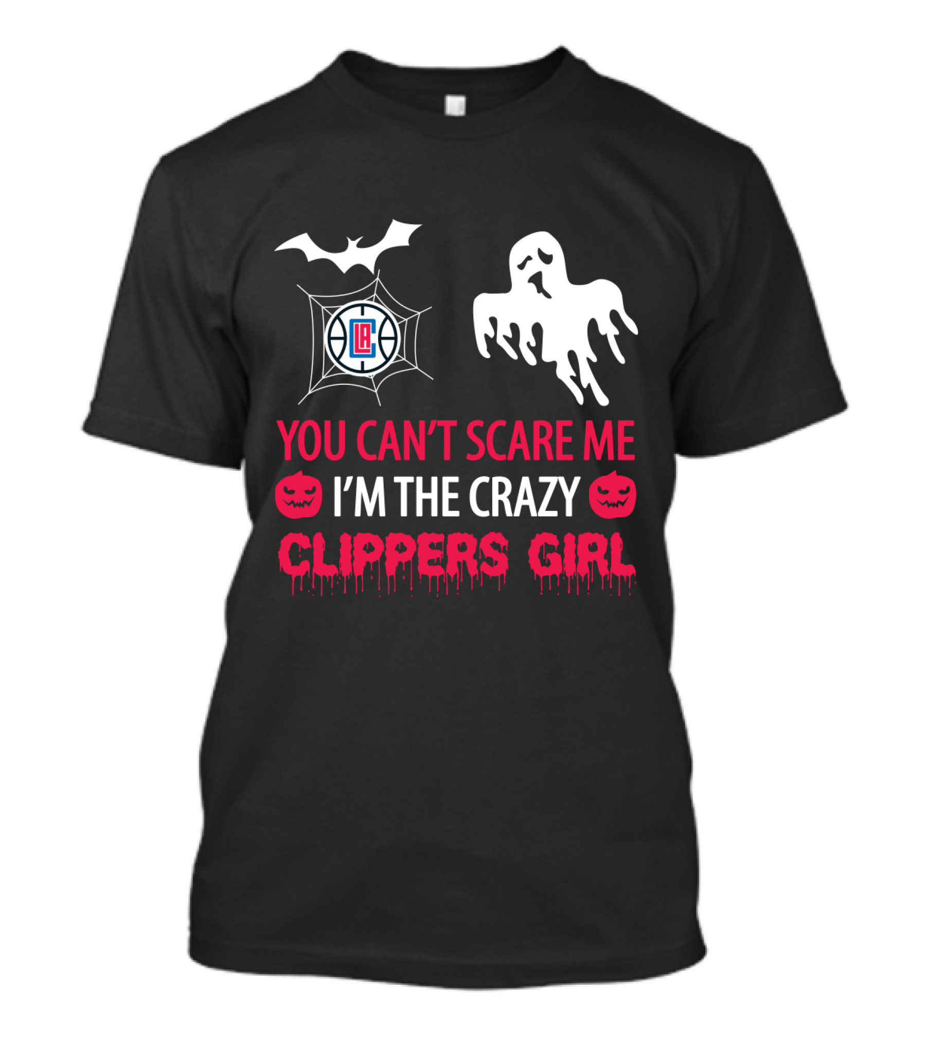 You Can't Scare Me I'm The Crazy Clippers Girl Halloween Ghost Bat Series T-Shirt