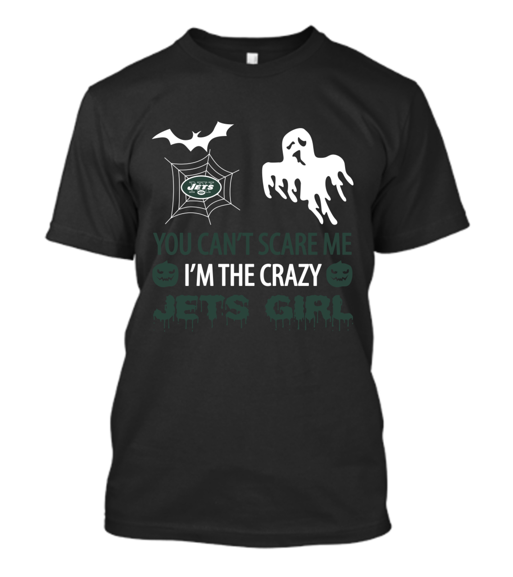You Can’t Scare Me I’m The Crazy Jets Girl Halloween Ghost Spiderweb T-Shirt