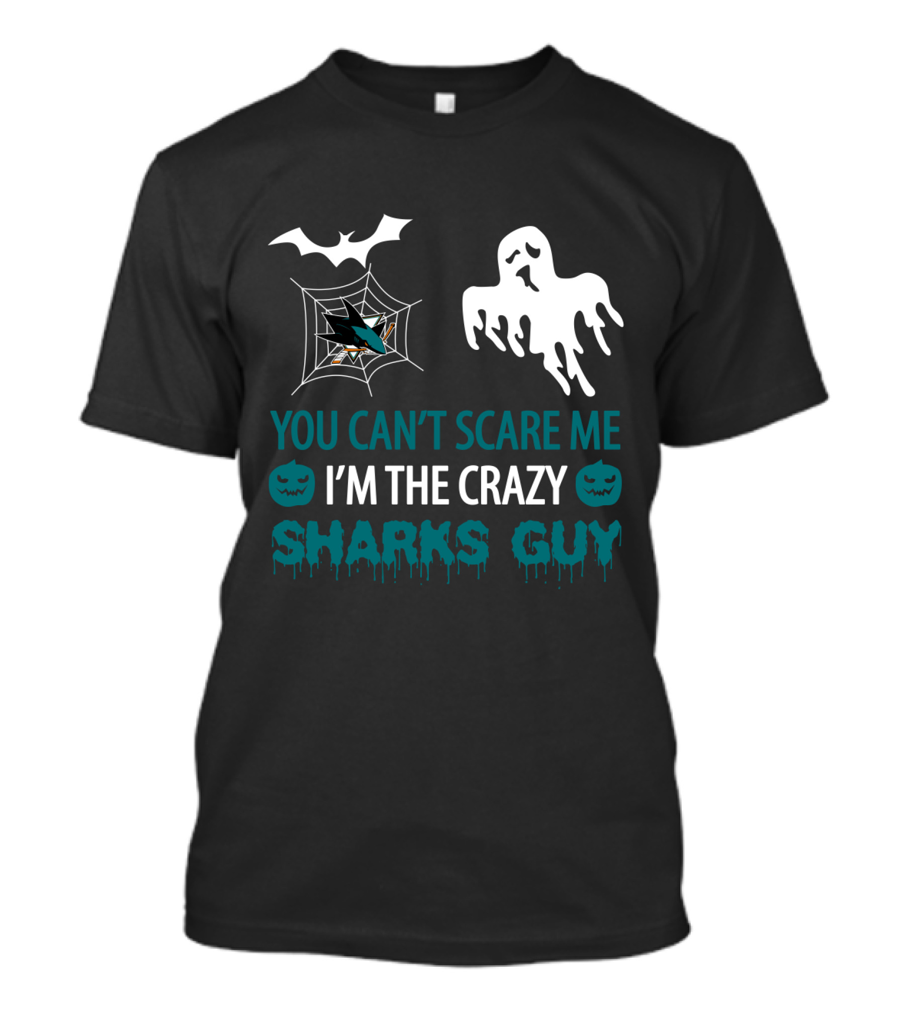 You Can’t Scare Me I’m The Crazy Sharks Guy Halloween Ghost Pumpkin Web T-Shirt
