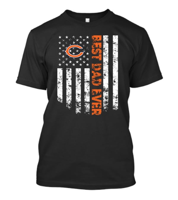 Best Dad Ever Chicago Bears American Flag T-Shirt