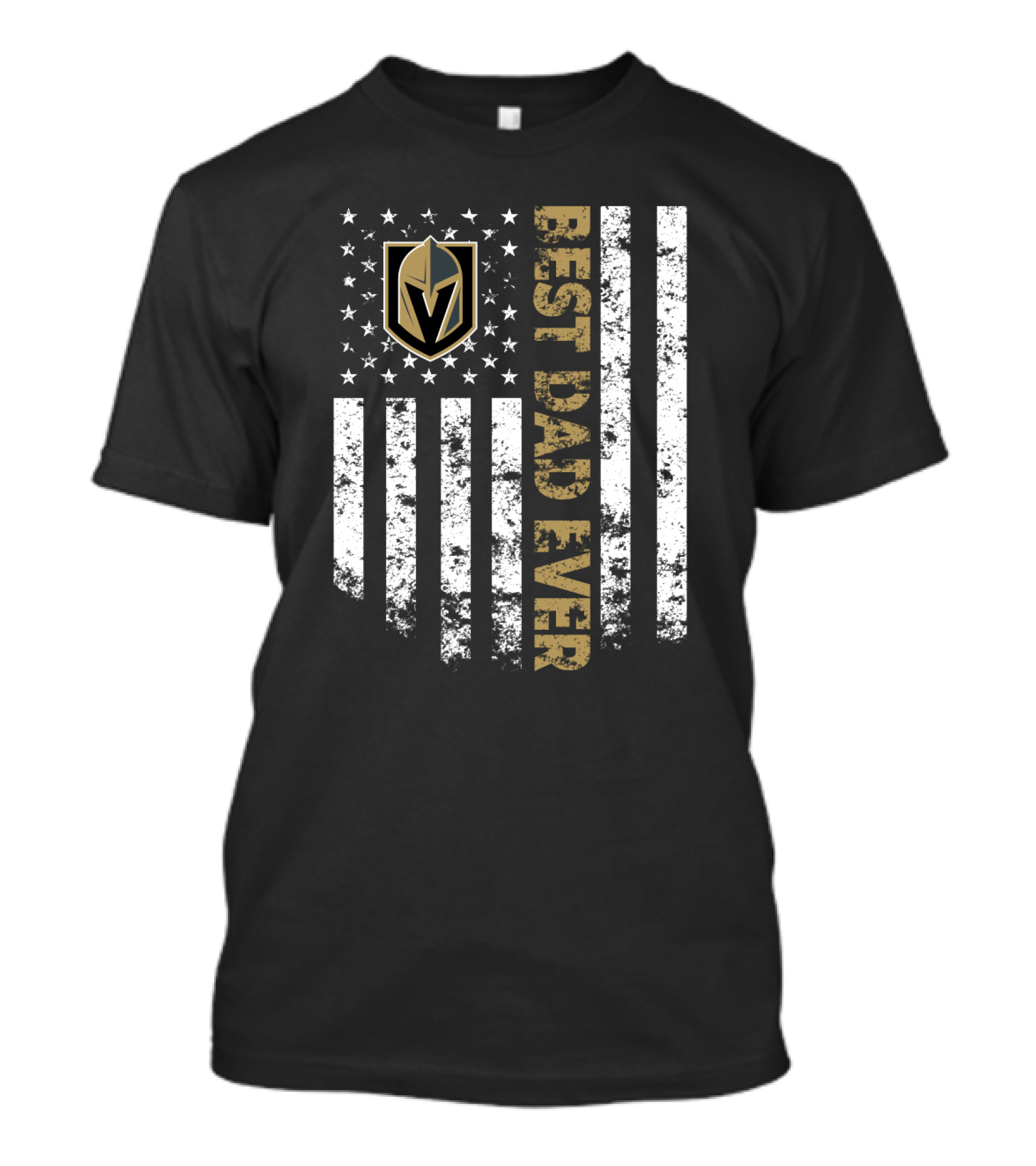 Best Vegas Golden Knights Dad Ever Best Dad Ever Usa Flag T-Shirt