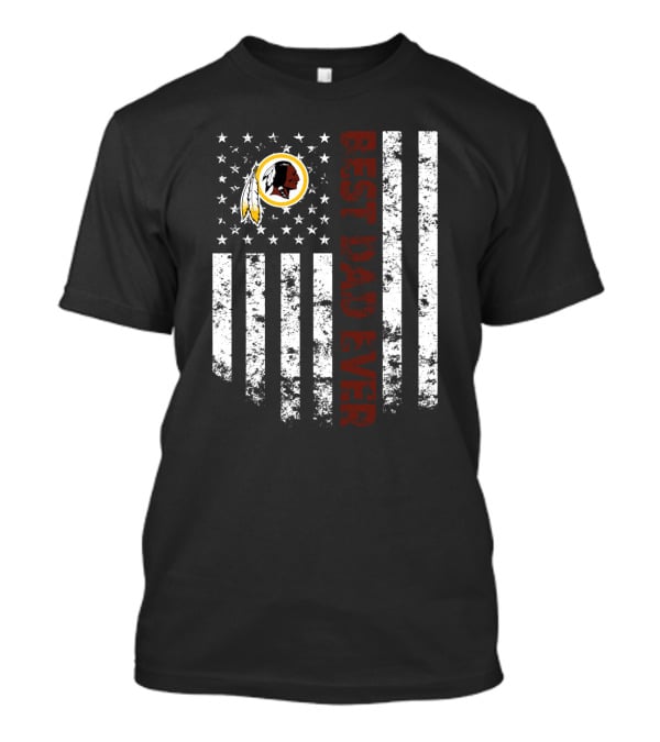 Best Dad Ever Washington Redskins American Flag T-Shirt