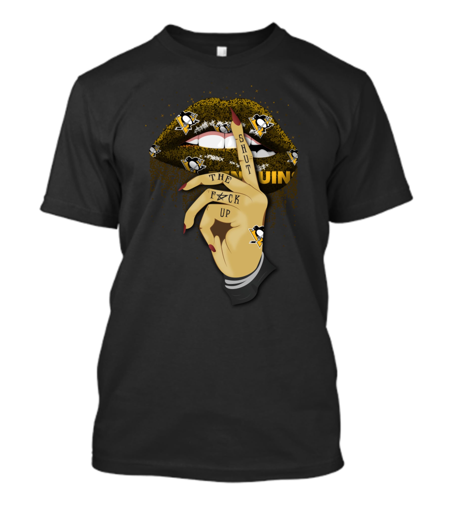 Pittsburgh Penguins Glitter Lip Shut Up Statement Fan T-Shirt