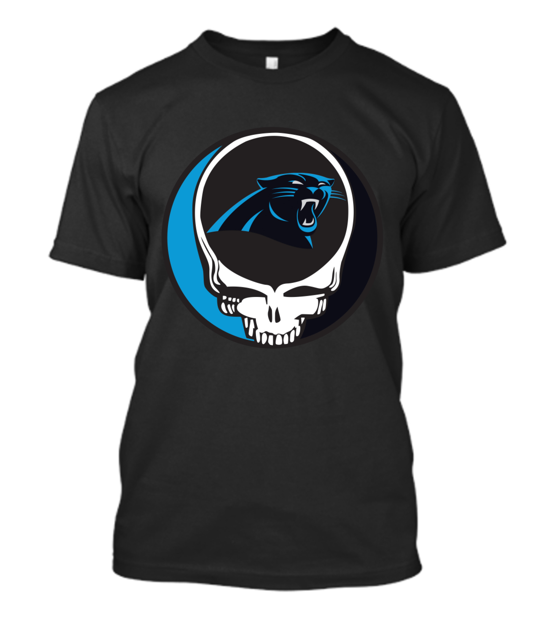 Carolina Panthers Fans Grateful Dead Skull Logo Fusion T-Shirt