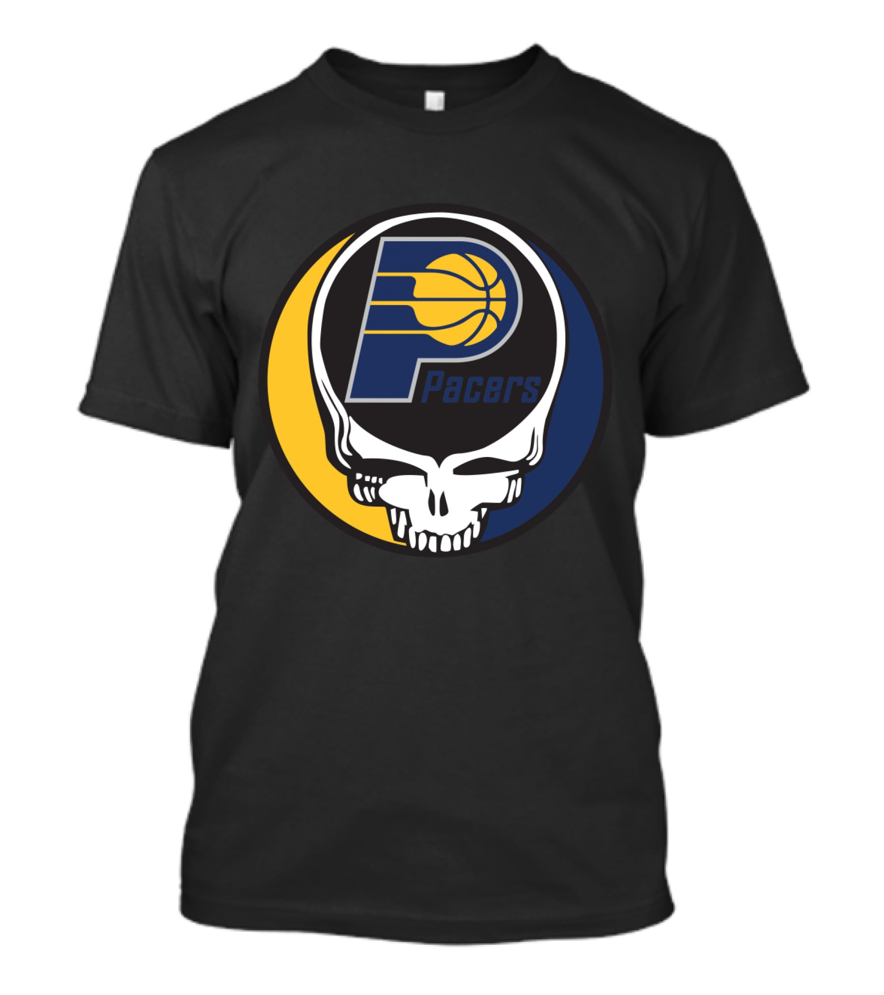 Grateful Dead Skull Logo Meets Indiana Pacers Basketball Fans T-Shirt