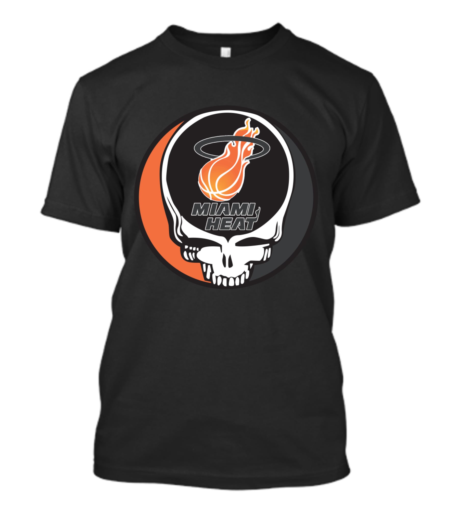 Miami Heat Flaming Basketball Skull Grateful Dead Style T-Shirt
