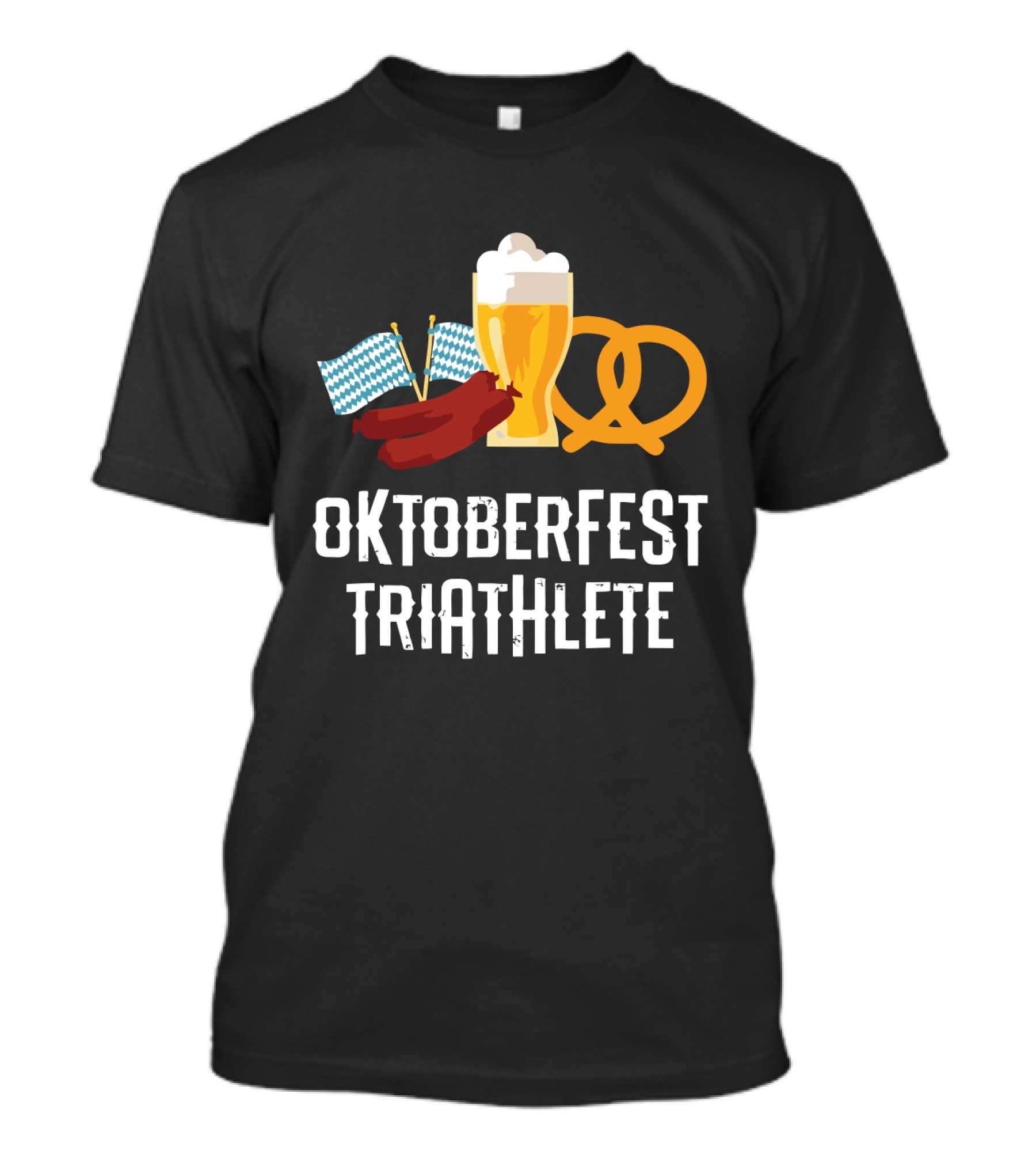 Oktoberfest Triathlete Sausage Beer Pretzel Flags T-Shirt