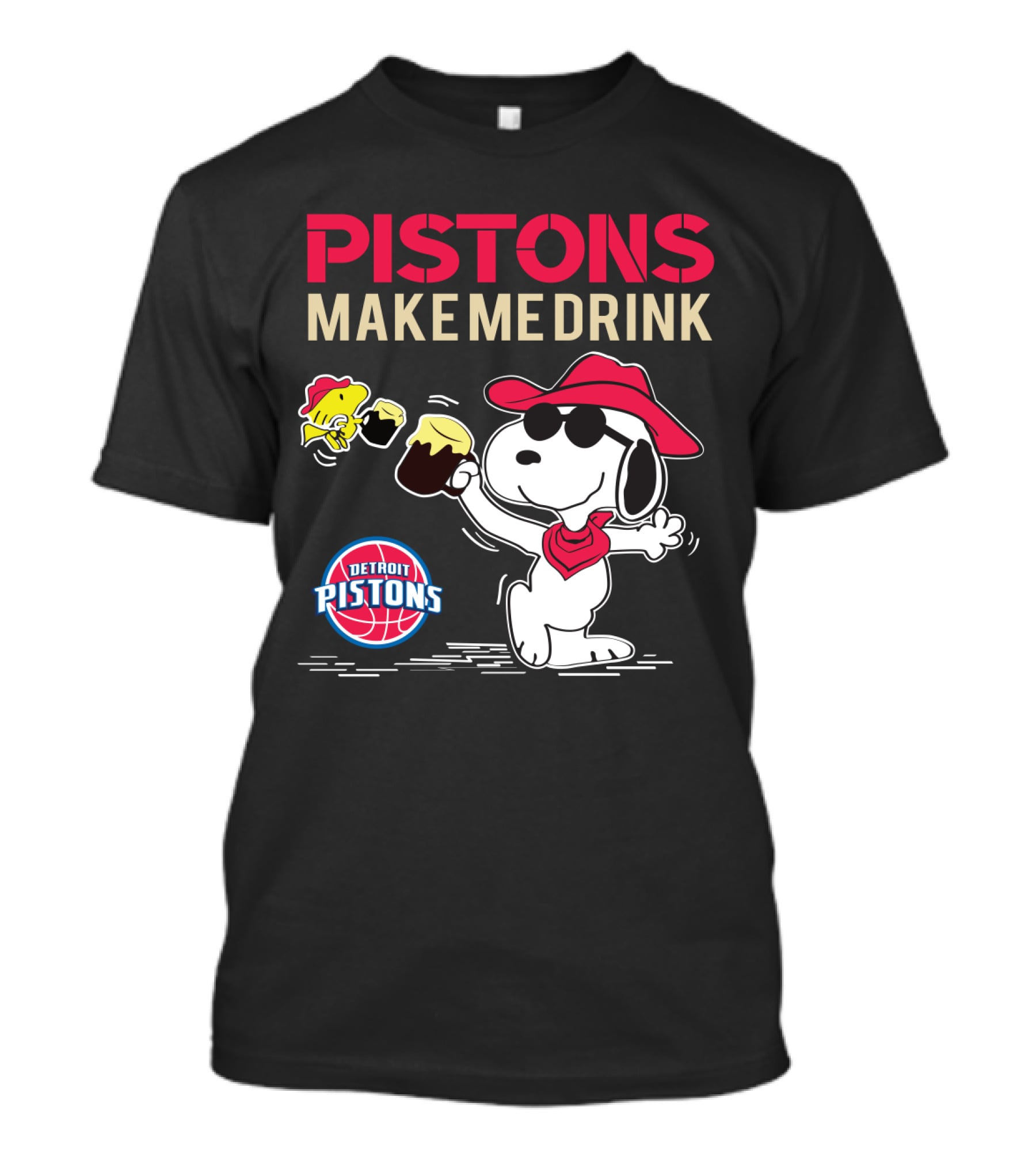 Pistons Make Me Drink Snoopy Detroit Pistons Fans T-Shirt