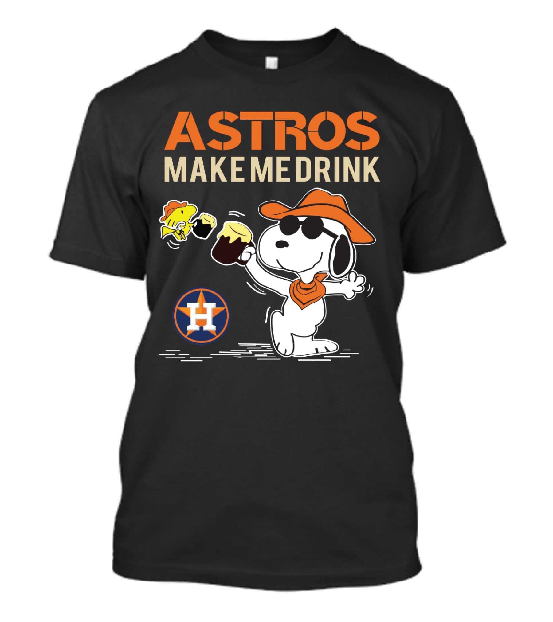 Snoopy Astros Make Me Drink Houston Fans Peanuts Baseball T-Shirt