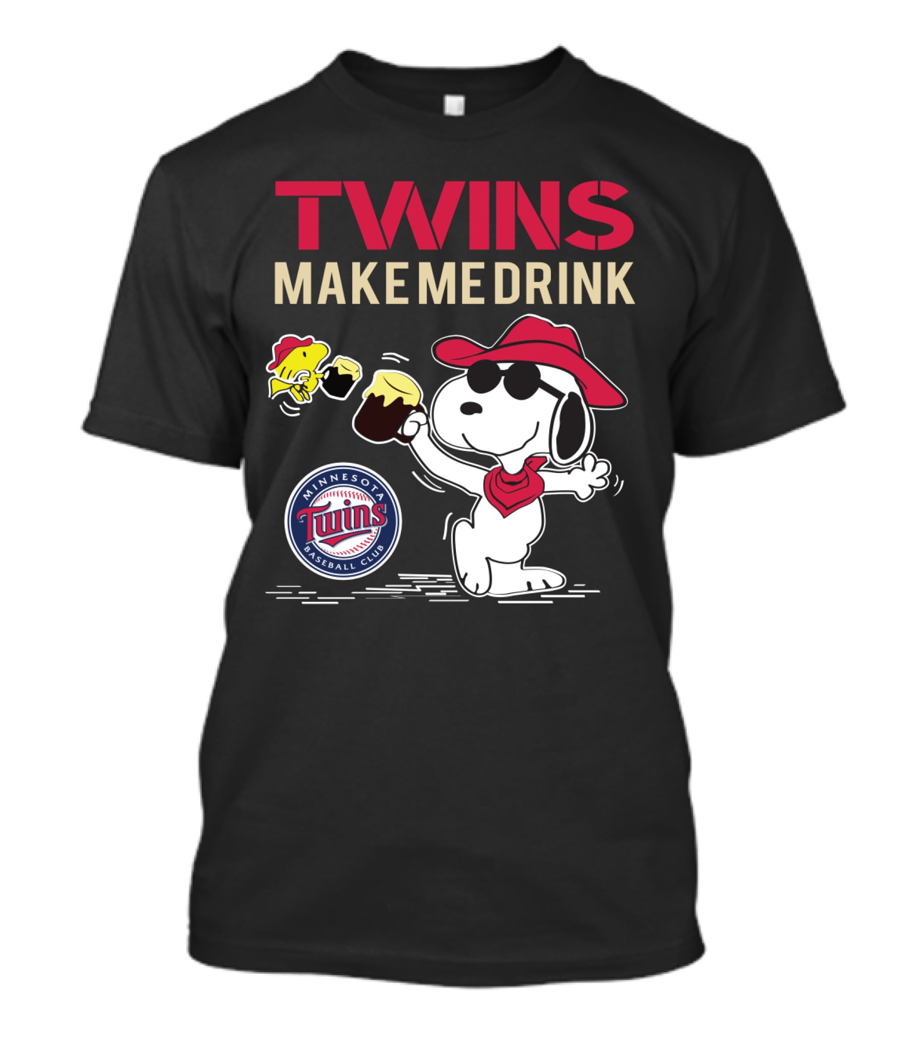Snoopy Twins Make Me Drink Minnesota Baseball Club Fans T-Shirt