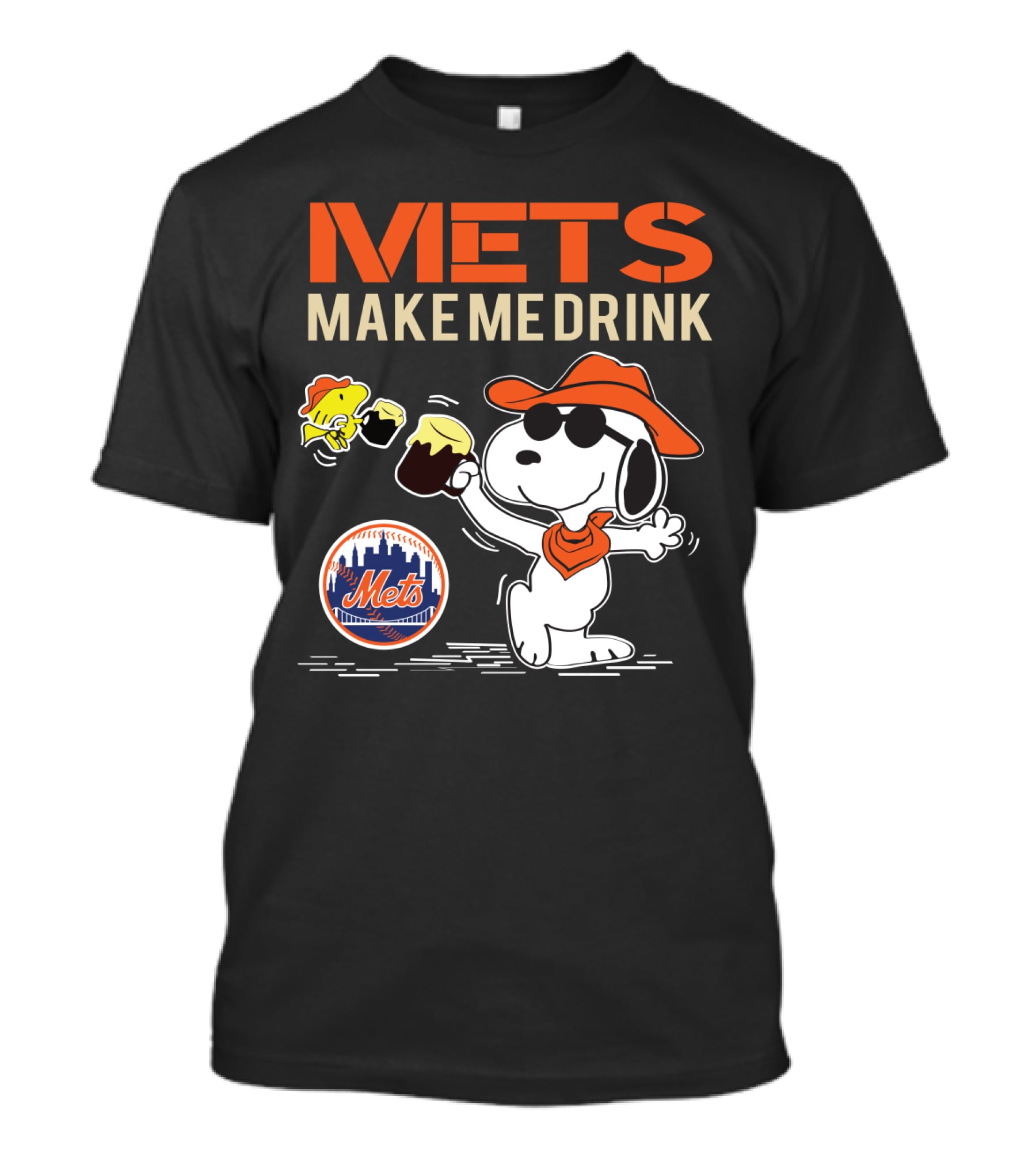 Snoopy Mets Make Me Drink New York Mets Fans T-Shirt